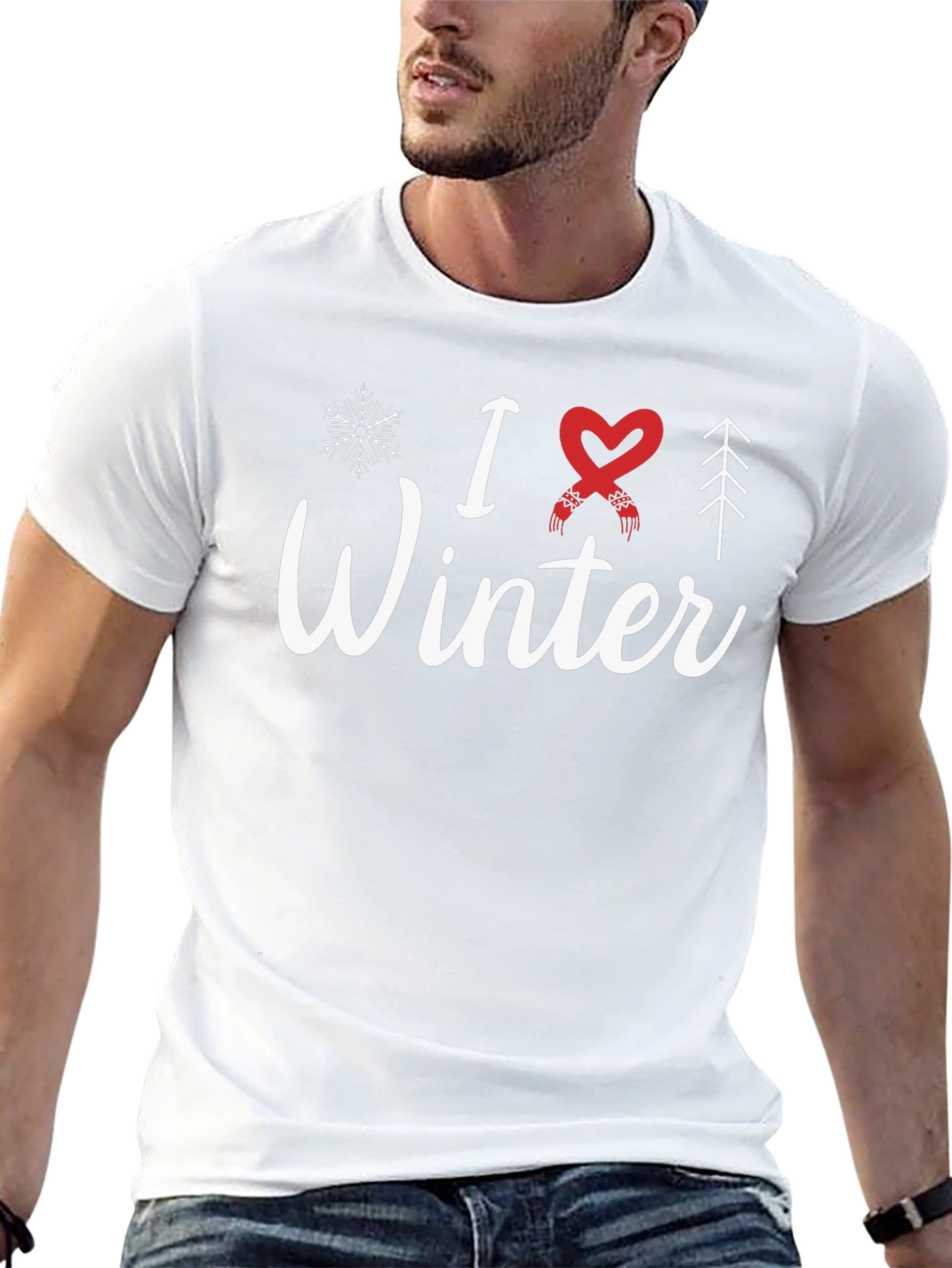 Black I Love Winter Graphic T-Shirt - Holiday Season Apparel view 13