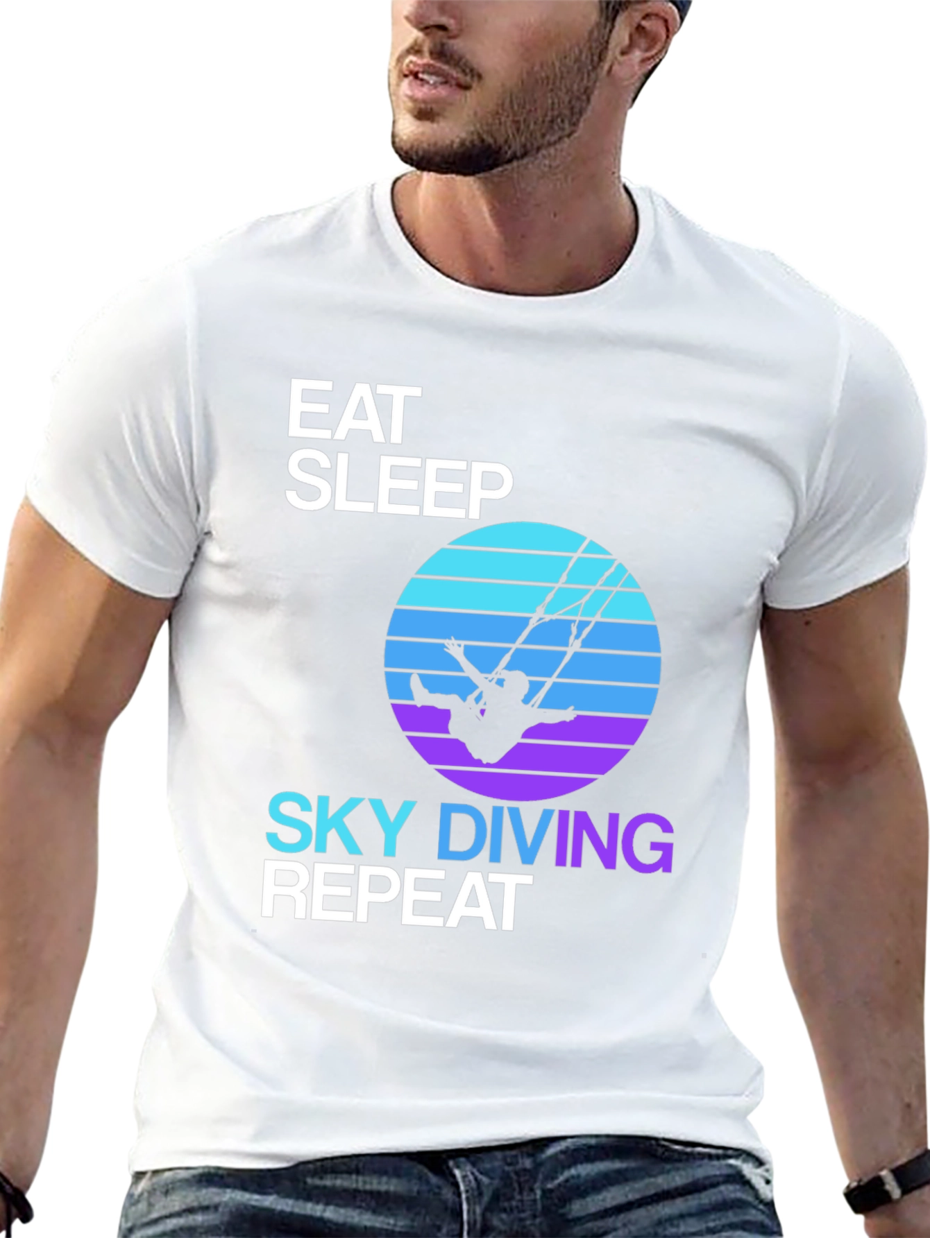 Black Eat Sleep Skydiving Repeat T-Shirt view 13