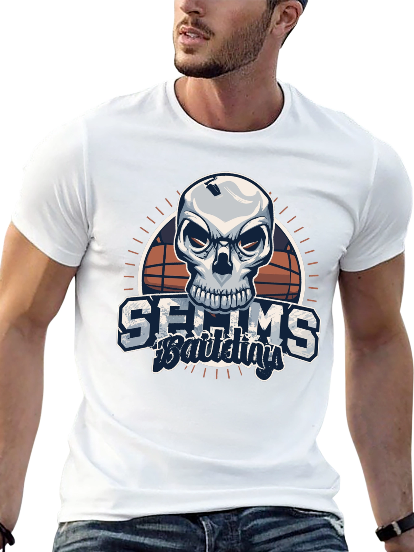 Black Skull Basketball Graphic Black T-Shirt view 13