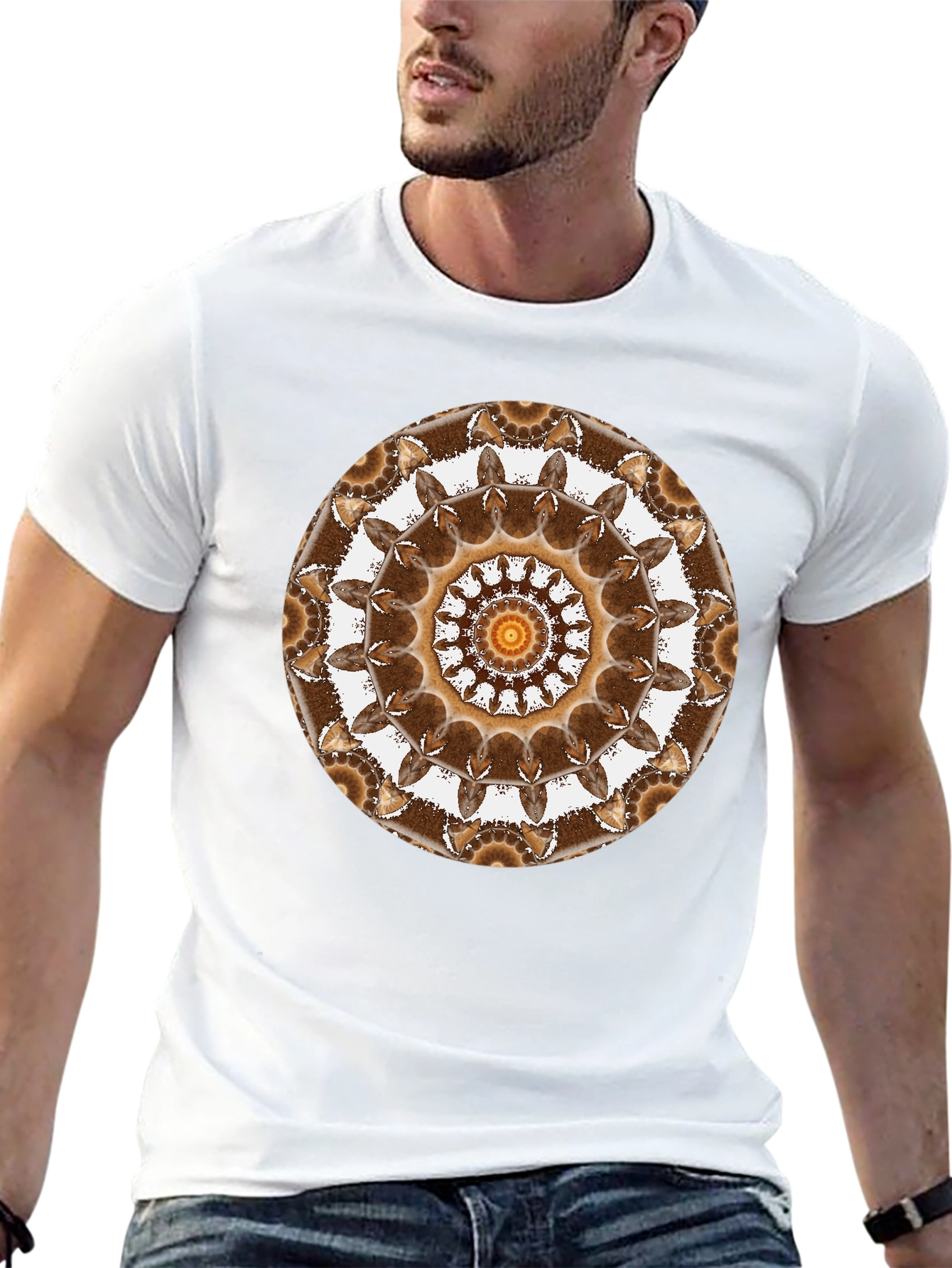 Black Geometric Mandala Graphic Tee - Unisex Black T-Shirt view 13