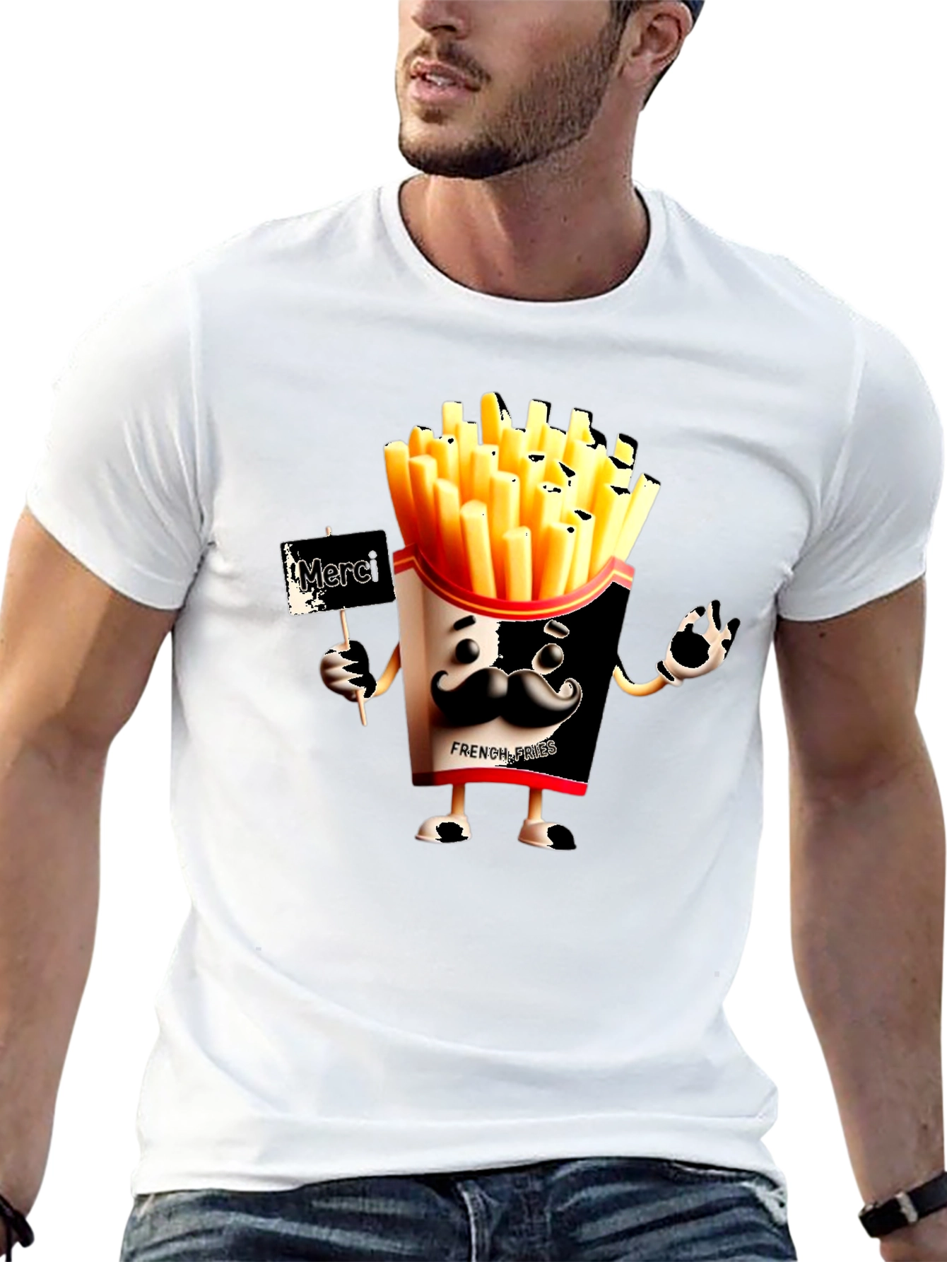 Black Novelty French Fries Graphic Black T-Shirt view 13