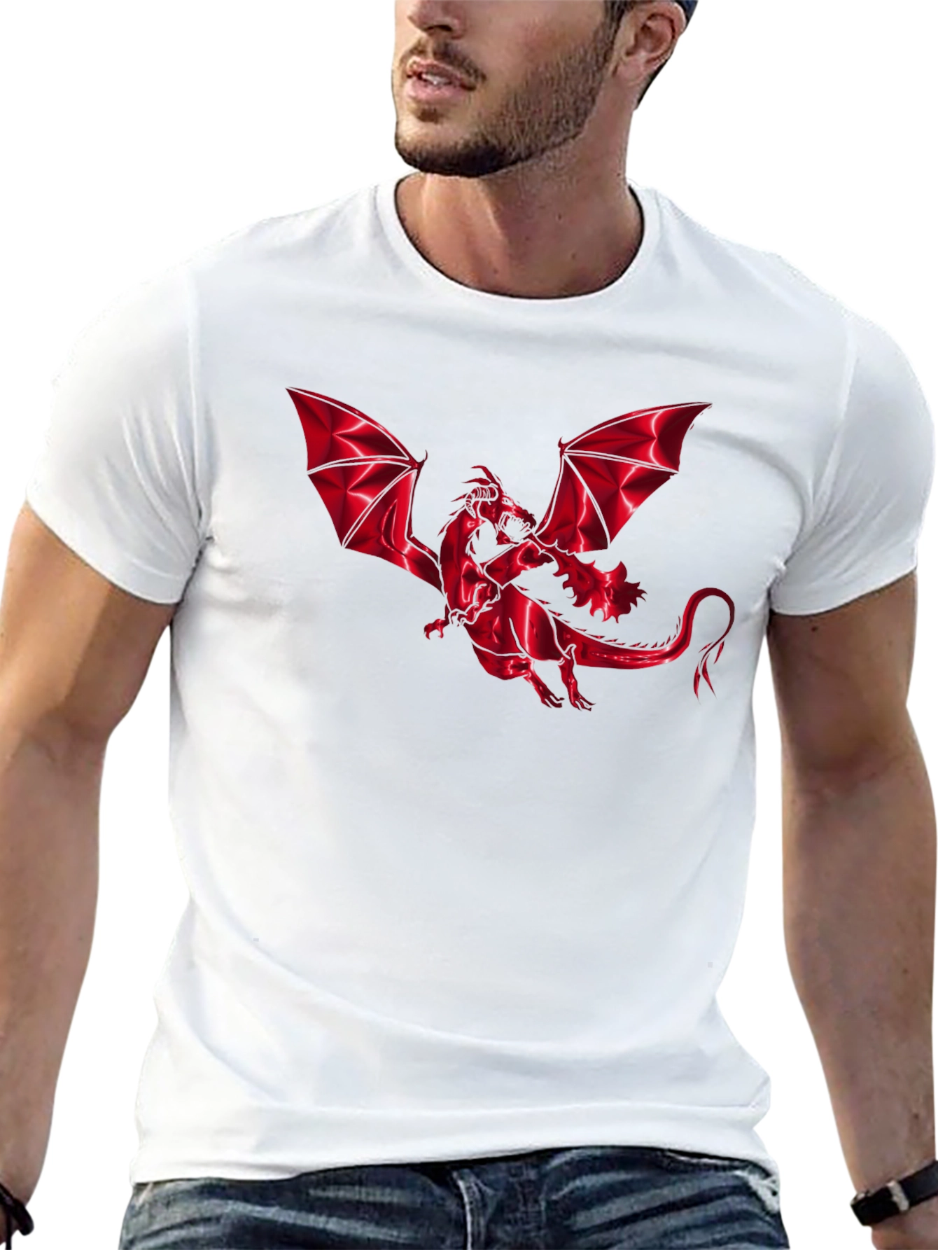 Black Red Dragon Graphic Tee - Men's Black T-Shirt view 13
