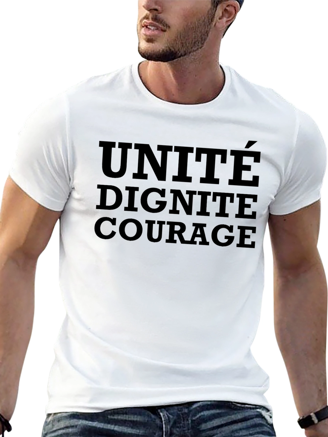Black Unité Dignité Courage Graphic Tee view 13