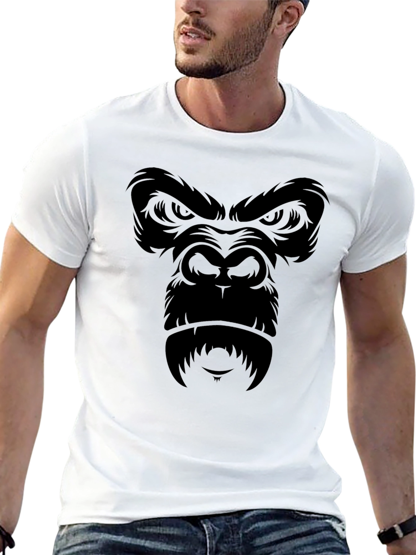 Black Black Gorilla Face Graphic T-Shirt view 13