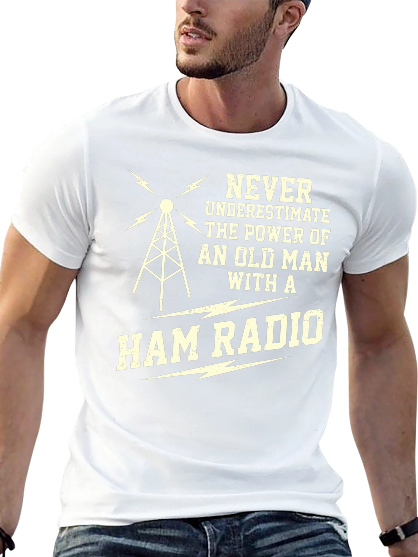 Black Old Man Ham Radio Black T-Shirt view 13