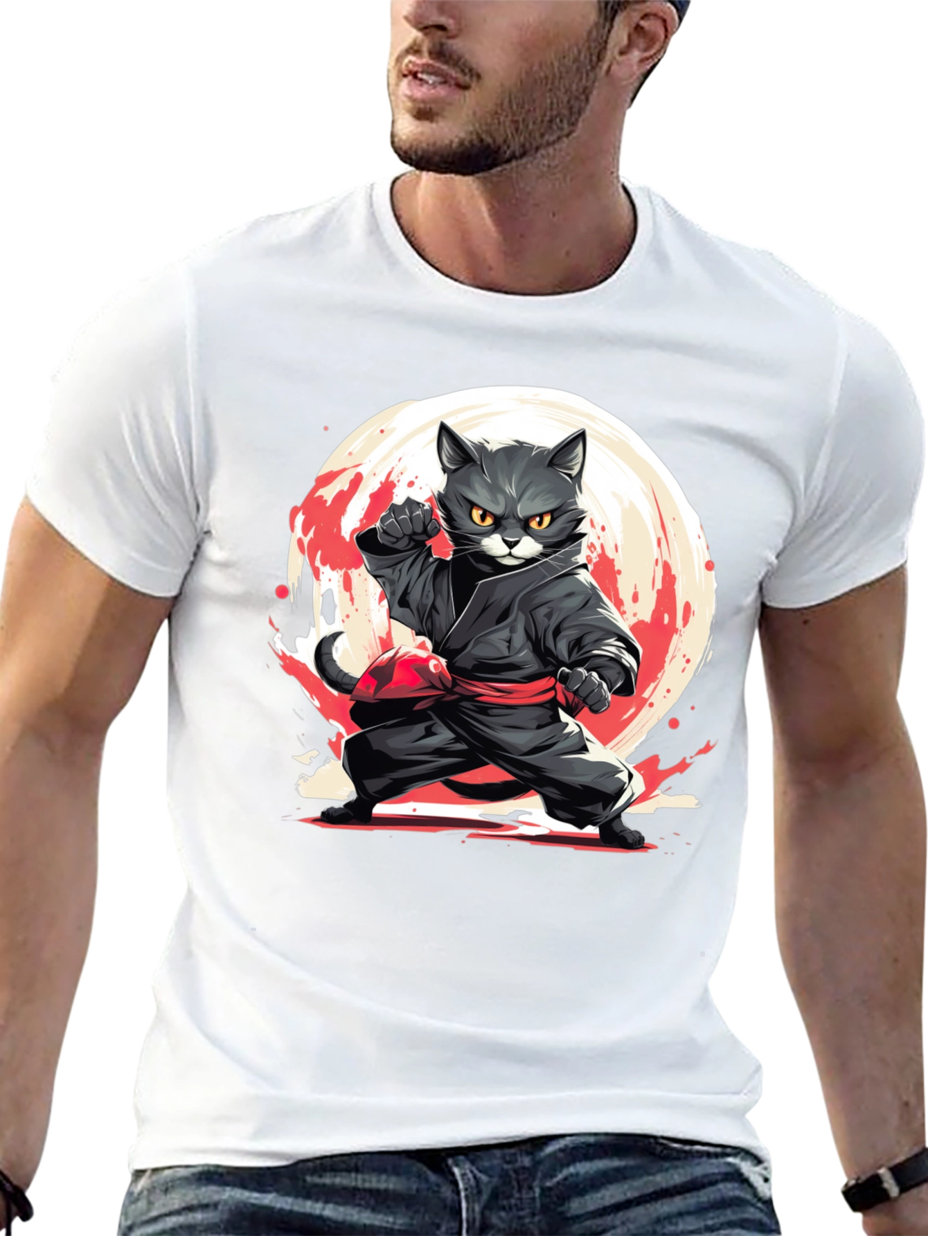 Black Ninja Cat T-Shirt - Martial Arts Kitten Tee view 13
