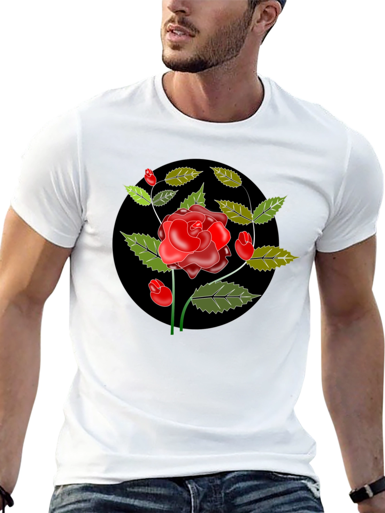 Black Black Rose Graphic Tee - Classic Style view 13