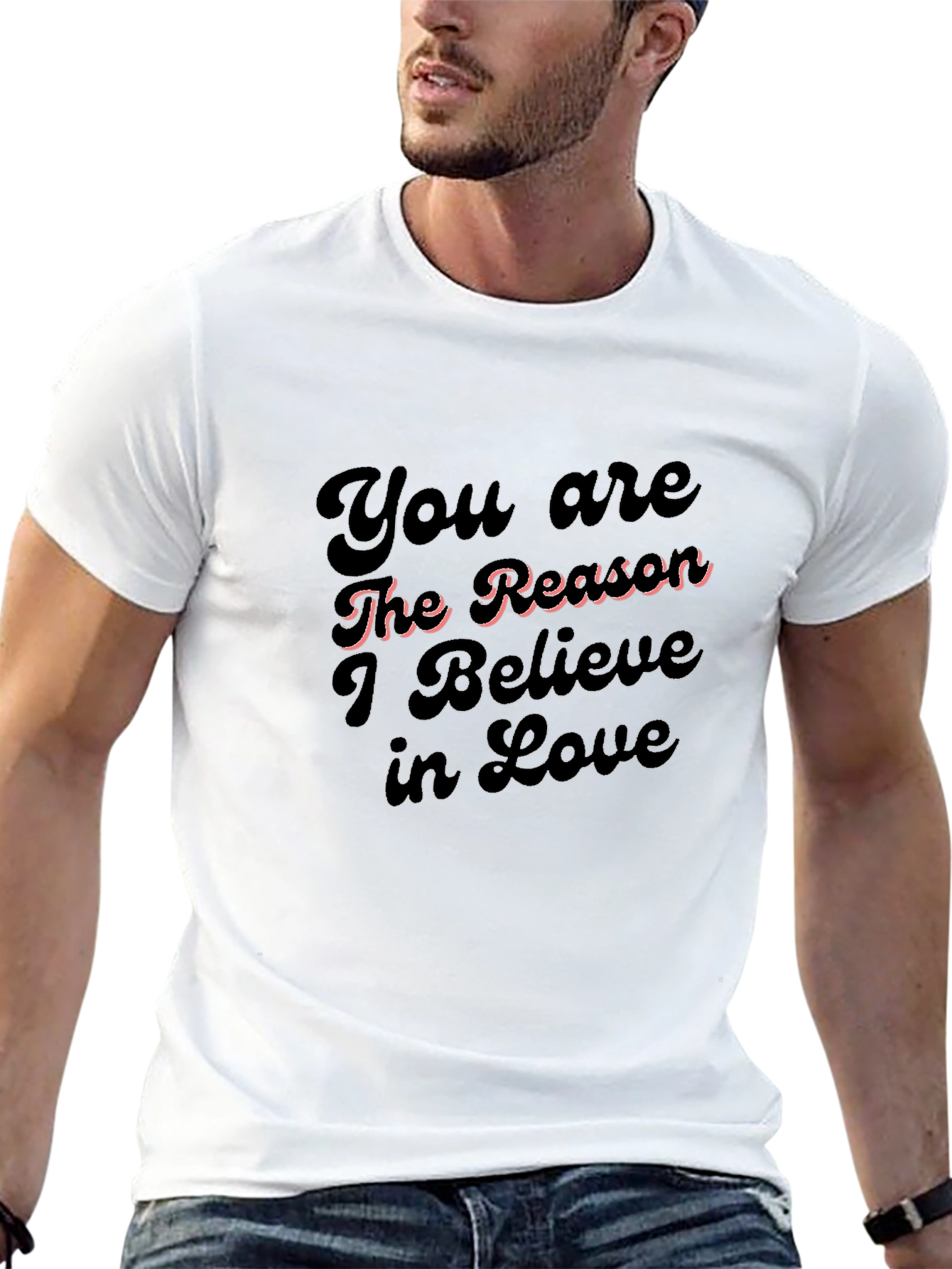 Black Romantic 'Believe in Love' Black Graphic Tee view 13