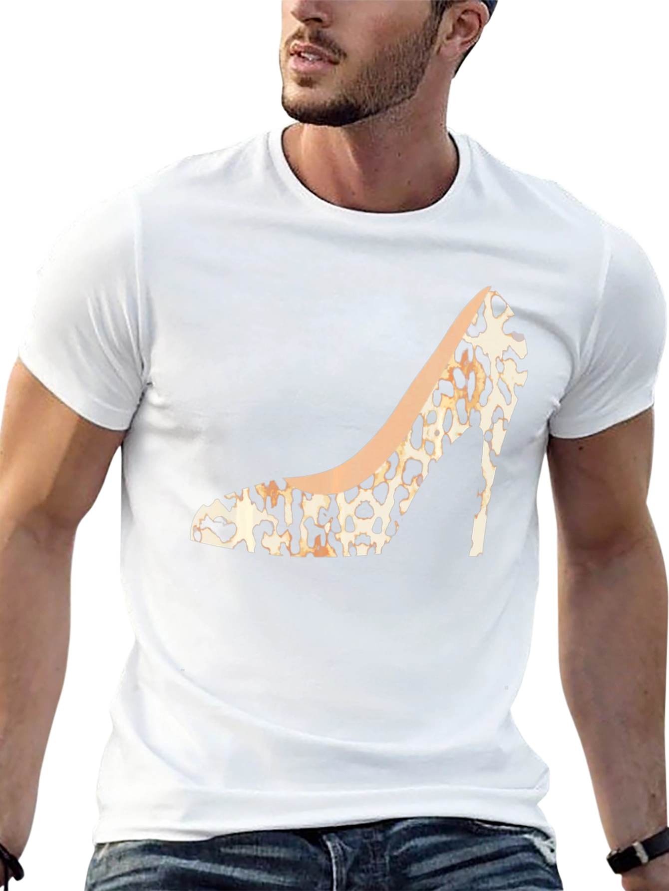 Leopard Print High Heel Graphic Tee - Stylish Fashion Statement - 13