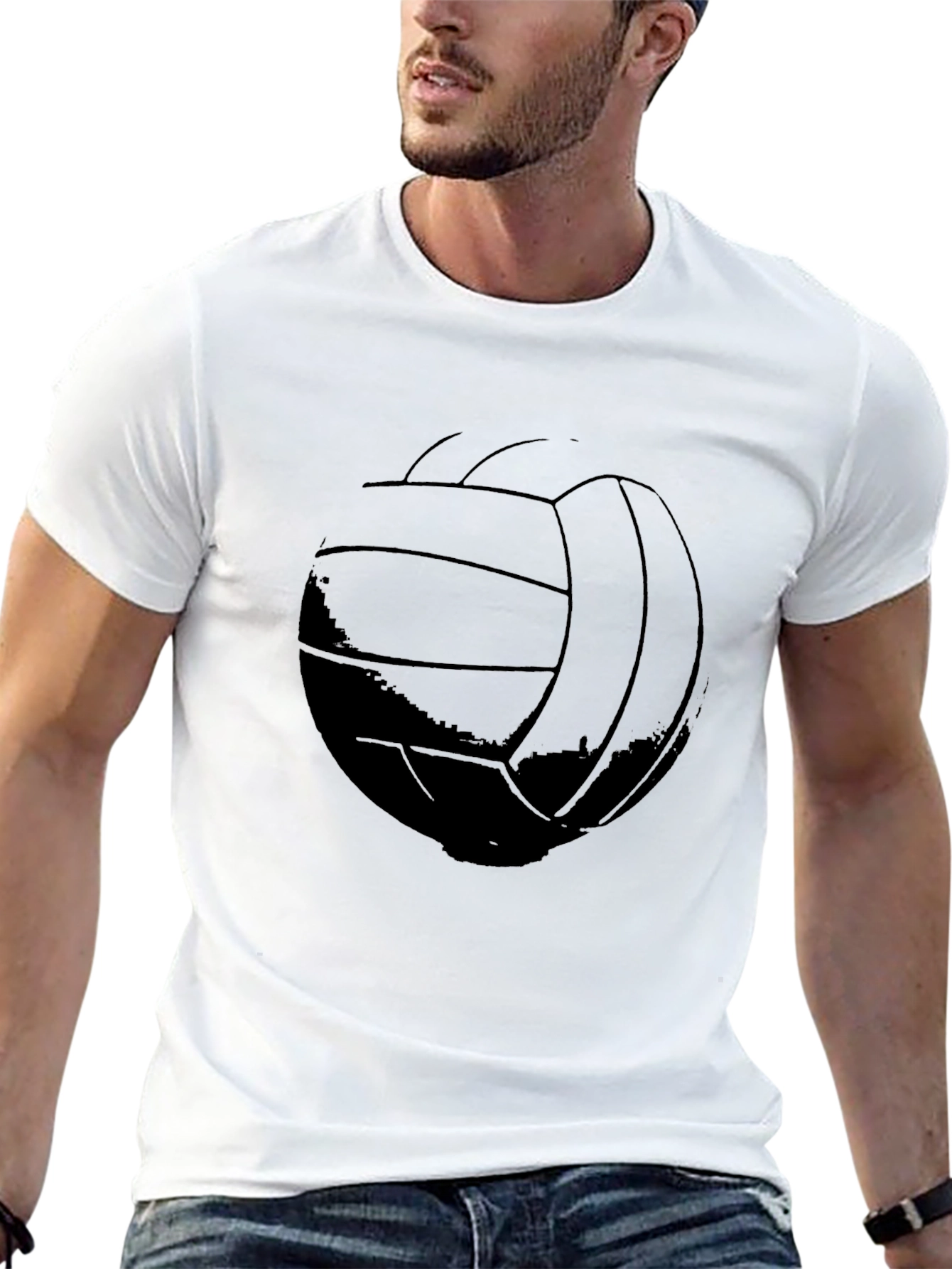 Black Volleyball Graphic Tee - Black Cotton T-Shirt view 13