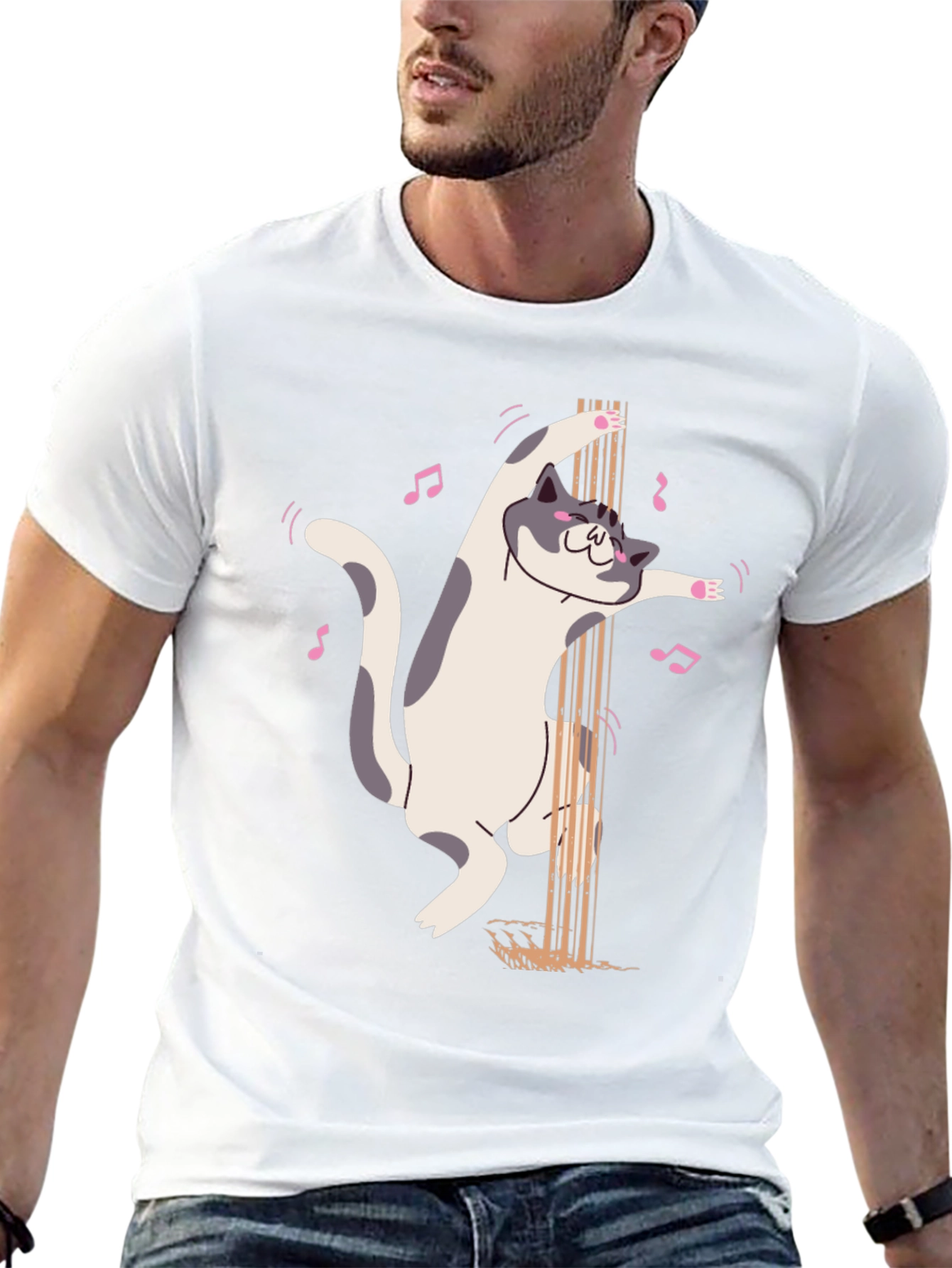 Black Pole Dancing Cat Graphic T-Shirt view 13