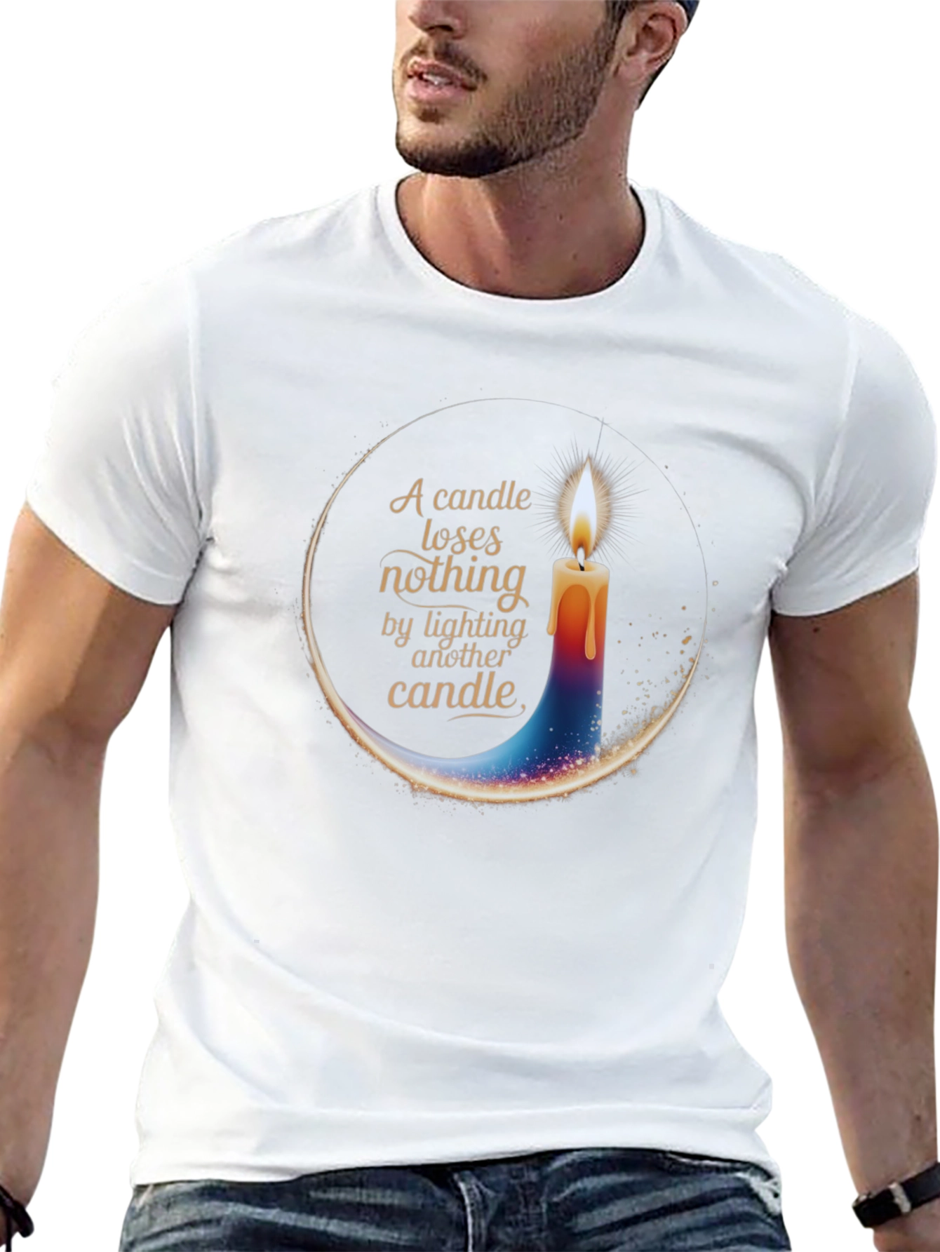 Black Candle Light T-Shirt - Inspirational Design view 13