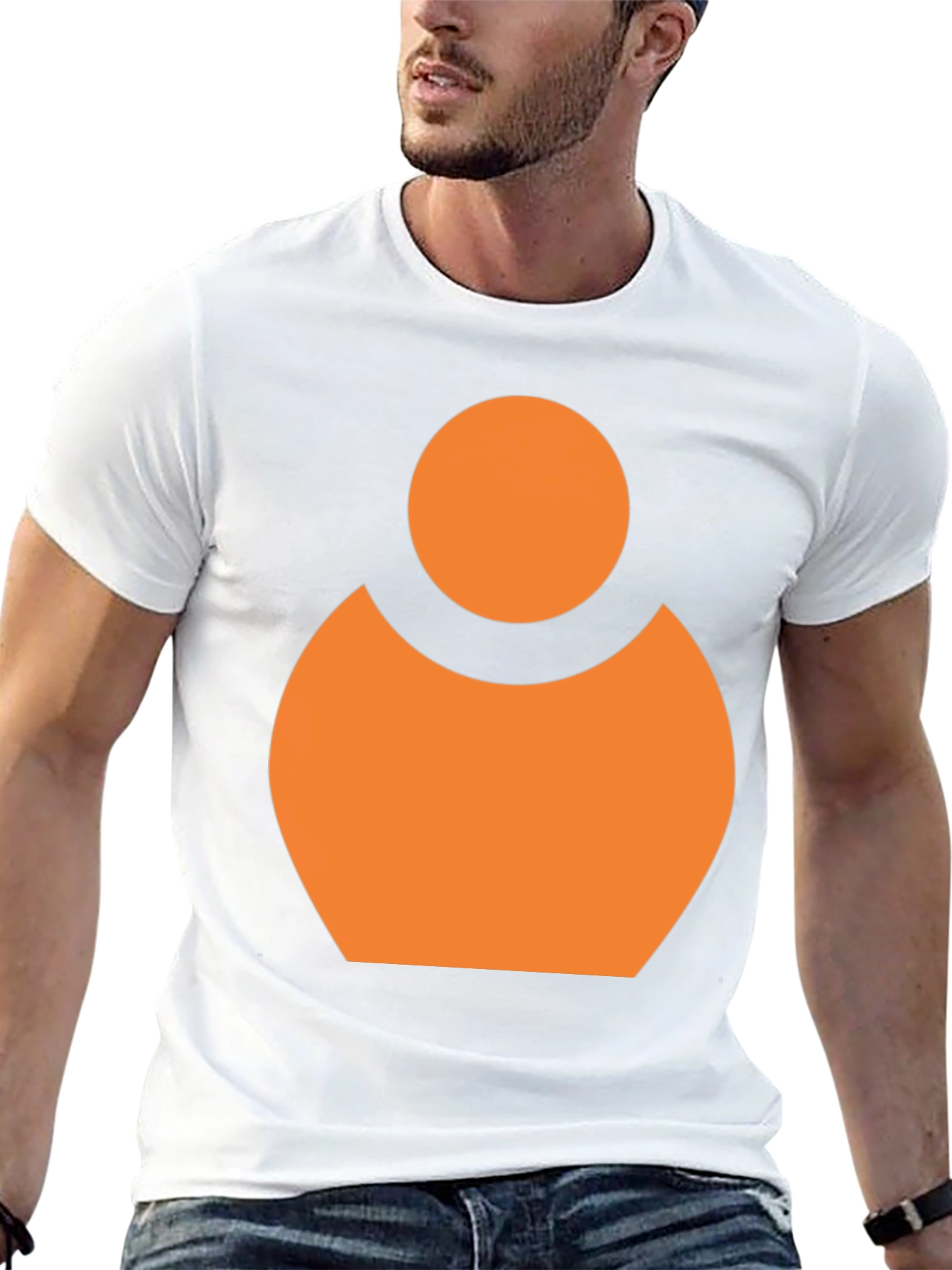 Black Abstract Orange Person Icon Black T-Shirt view 13