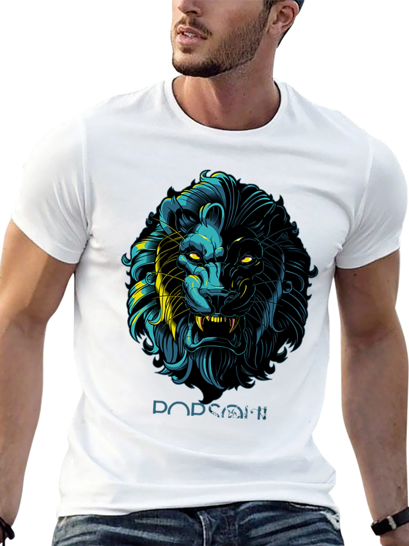 Black Lion Graphic Print Black T-Shirt - Stylish Men's Apparel view 13