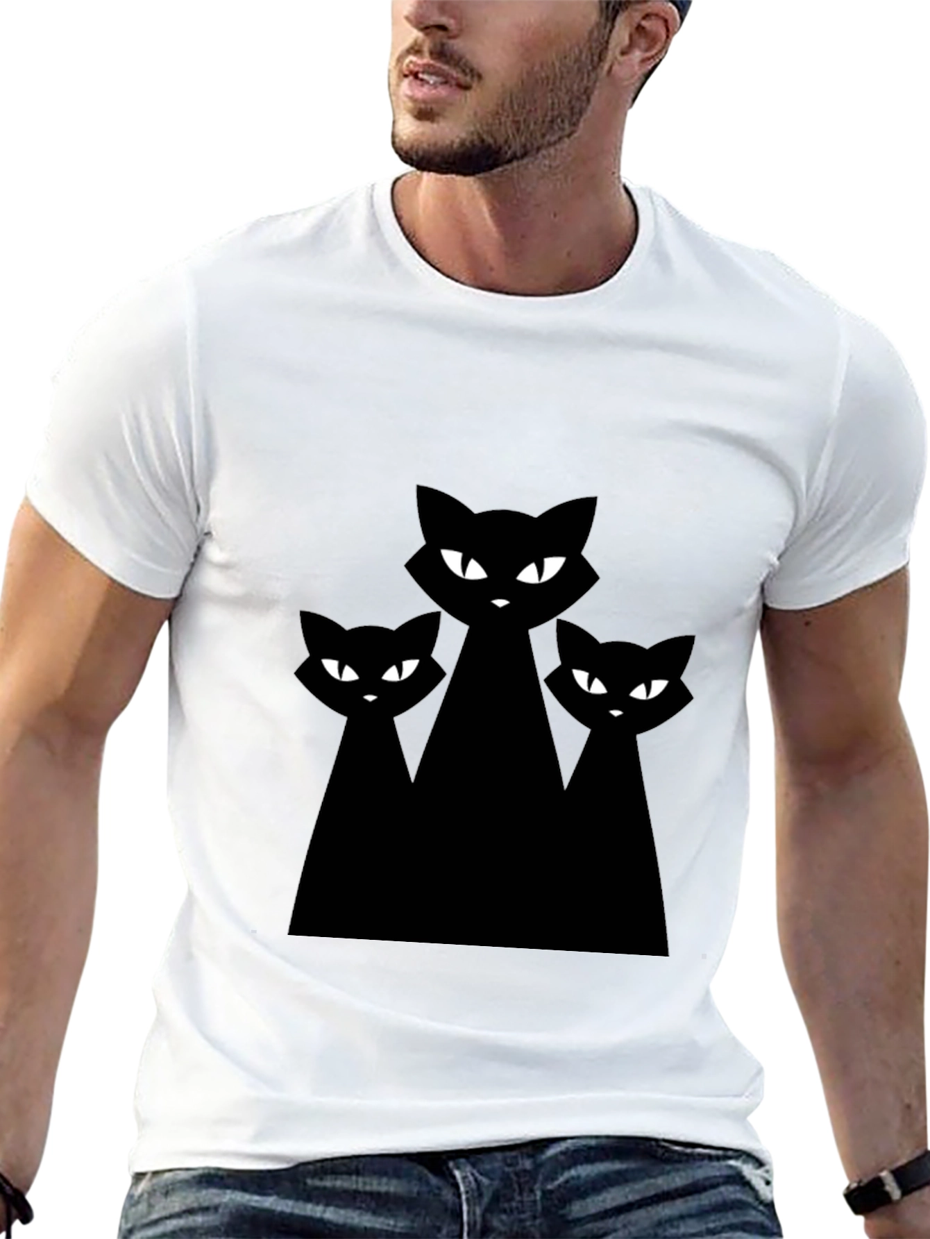 Black Black Cat Graphic Tee - Unisex Halloween Shirt view 13