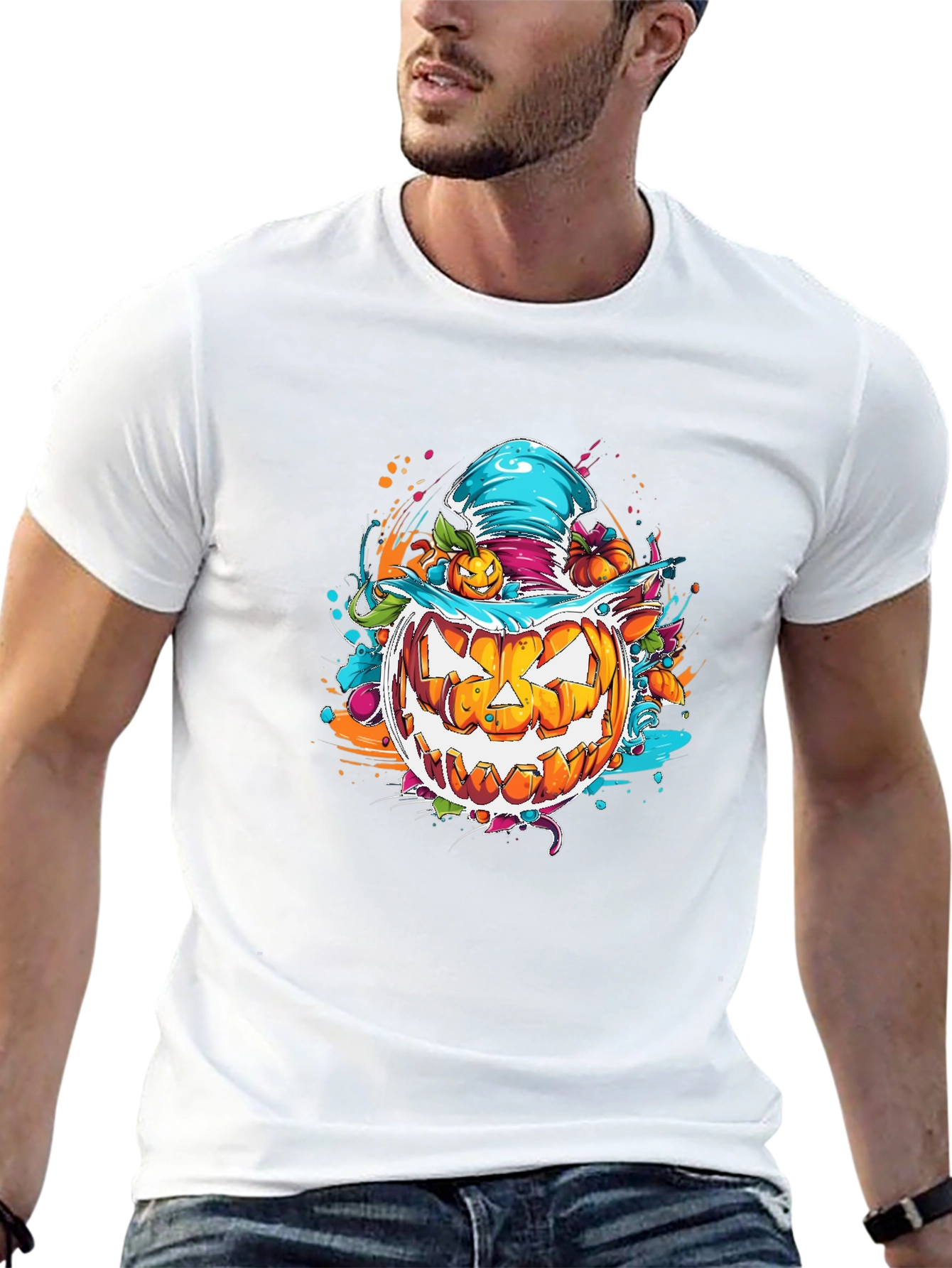Black Halloween Pumpkin T-Shirt view 13