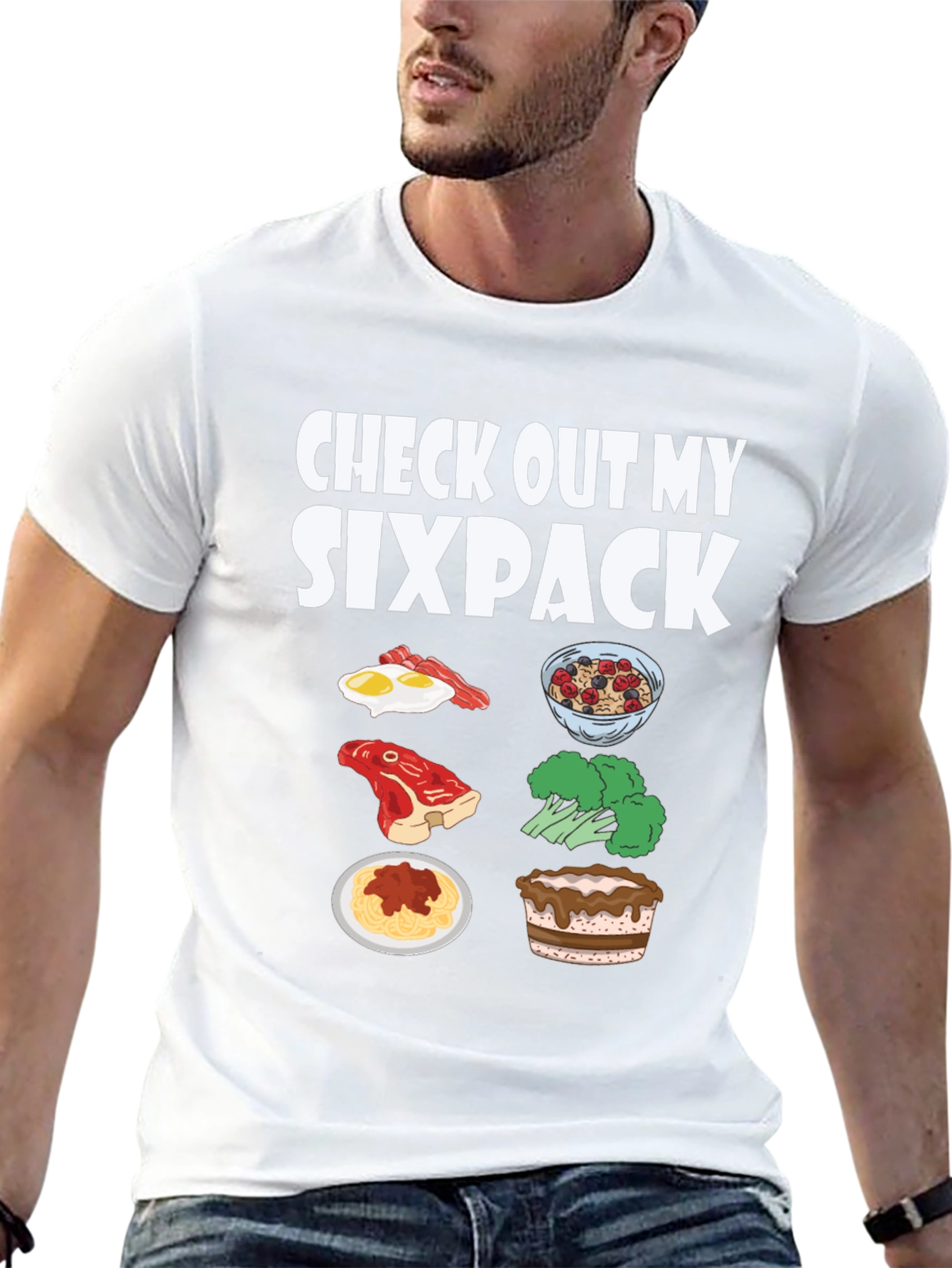 Black Check Out My Sixpack Food T-Shirt view 13