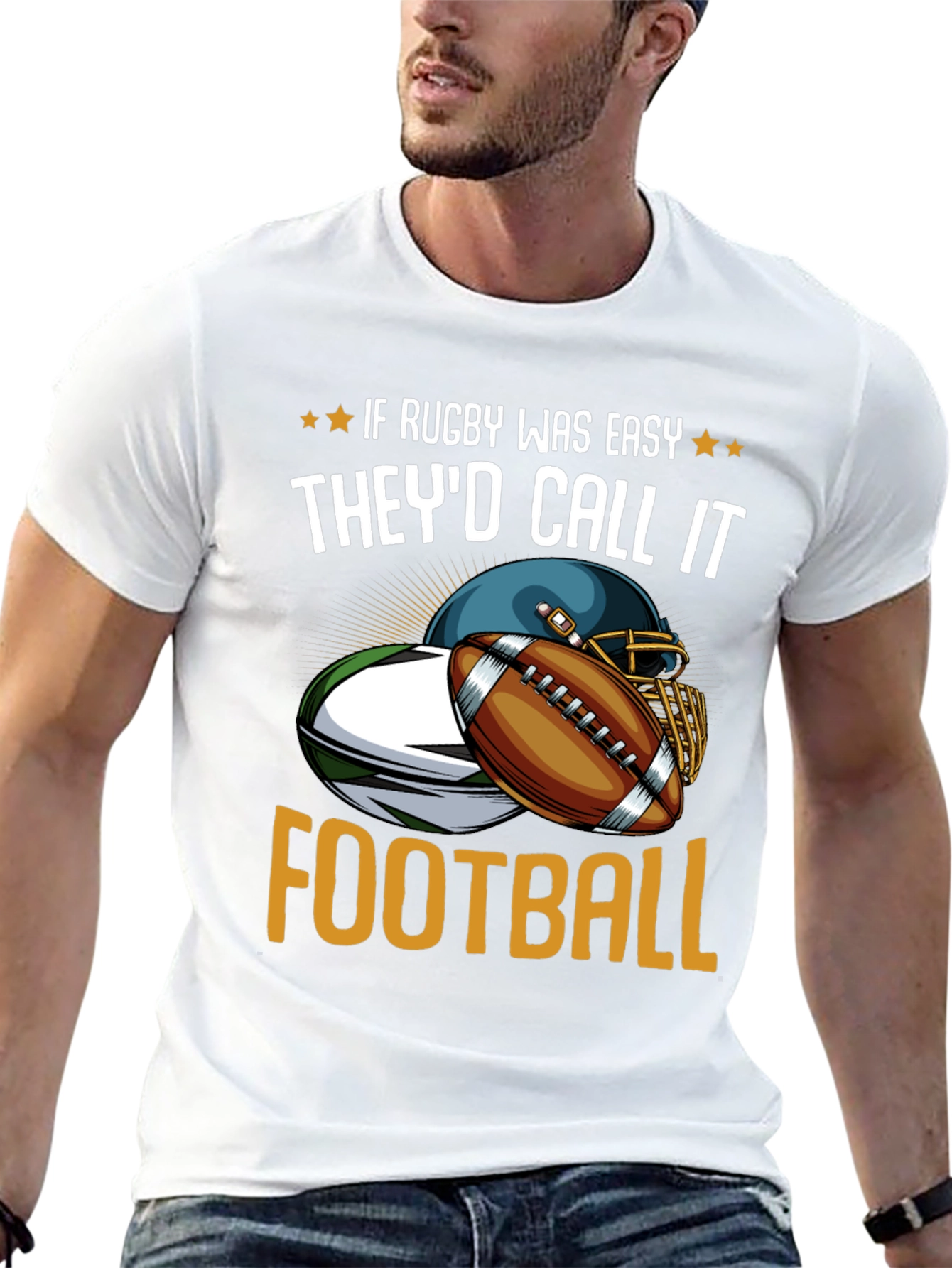 Black Rugby vs Football Graphic T-Shirt view 13