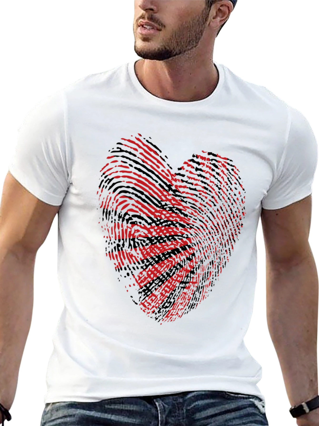 Black Heart Fingerprint Graphic Tee - Unique Design view 13