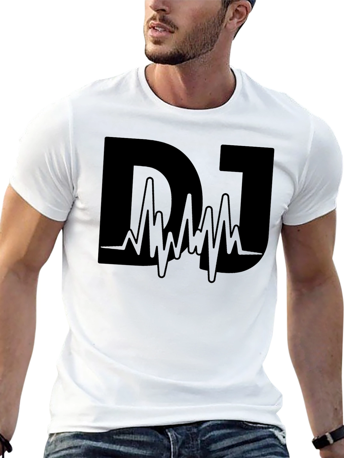 Black DJ Graphic T-Shirt - Sound Wave Design view 13