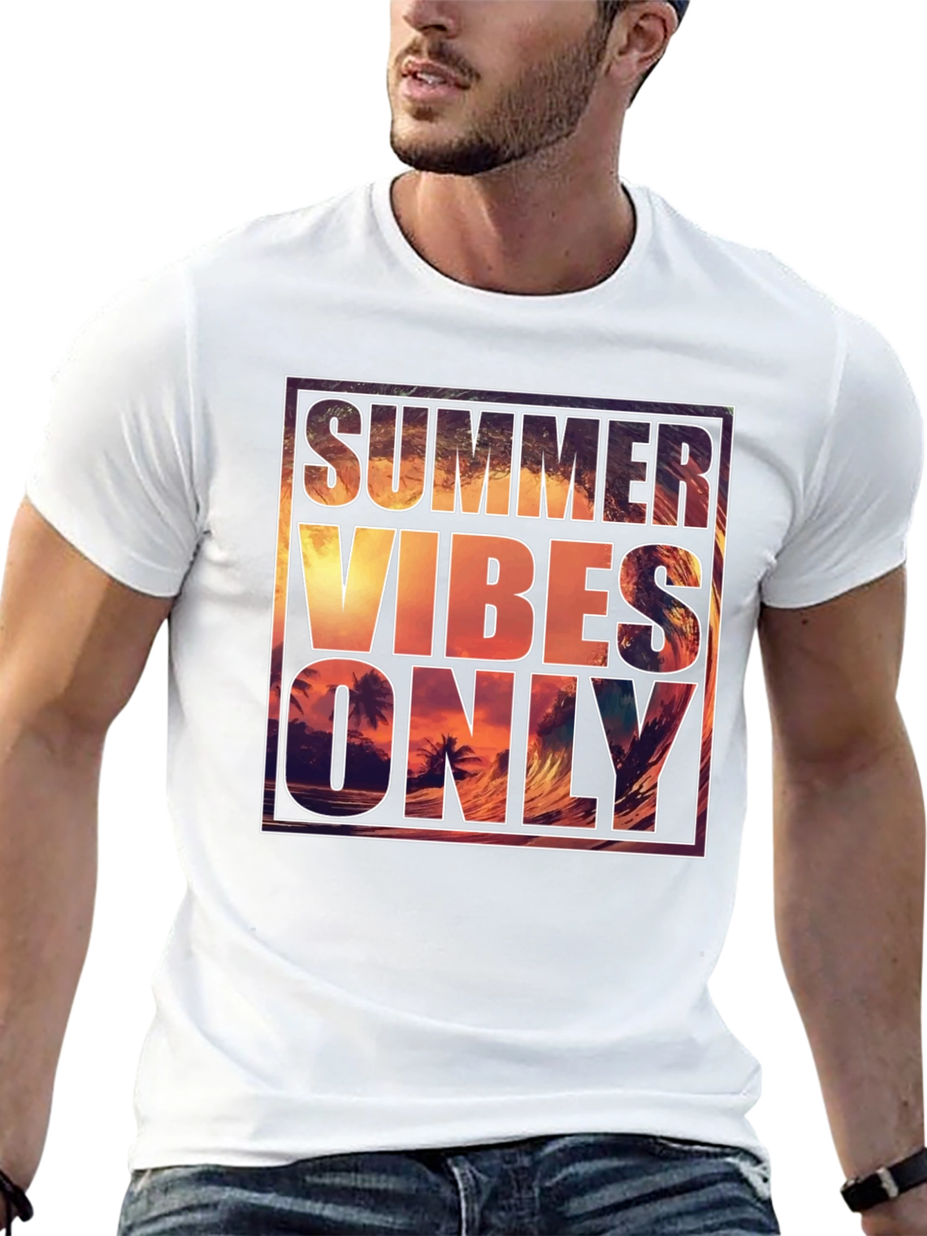 Black Summer Vibes Graphic Tee - Men's Black T-Shirt view 13