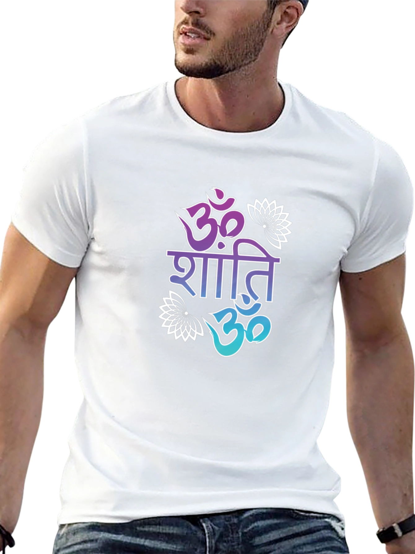 Black Om Shanti T-Shirt - Peaceful Graphic Tee view 13