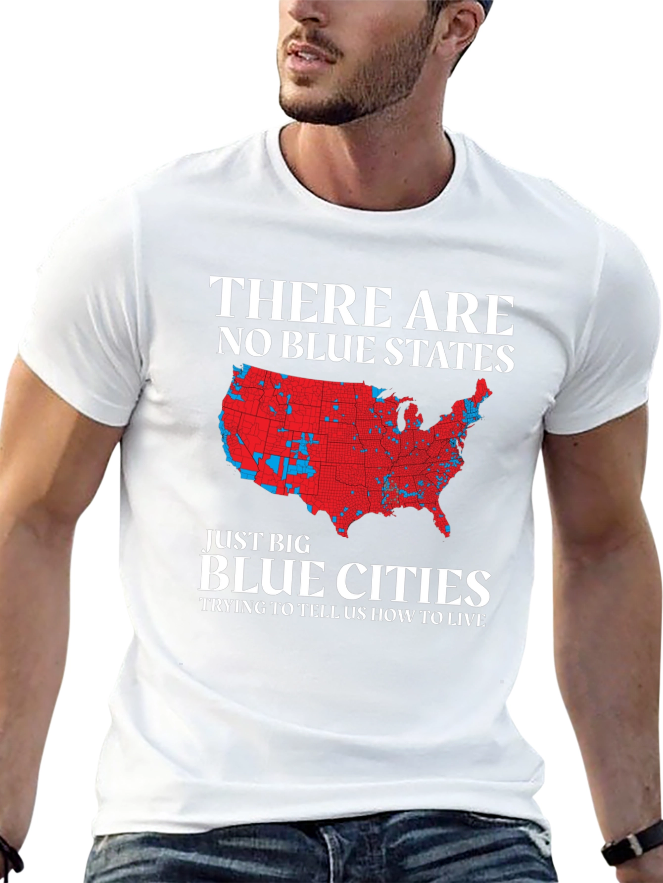 Black Political Statement T-Shirt: No Blue States view 13