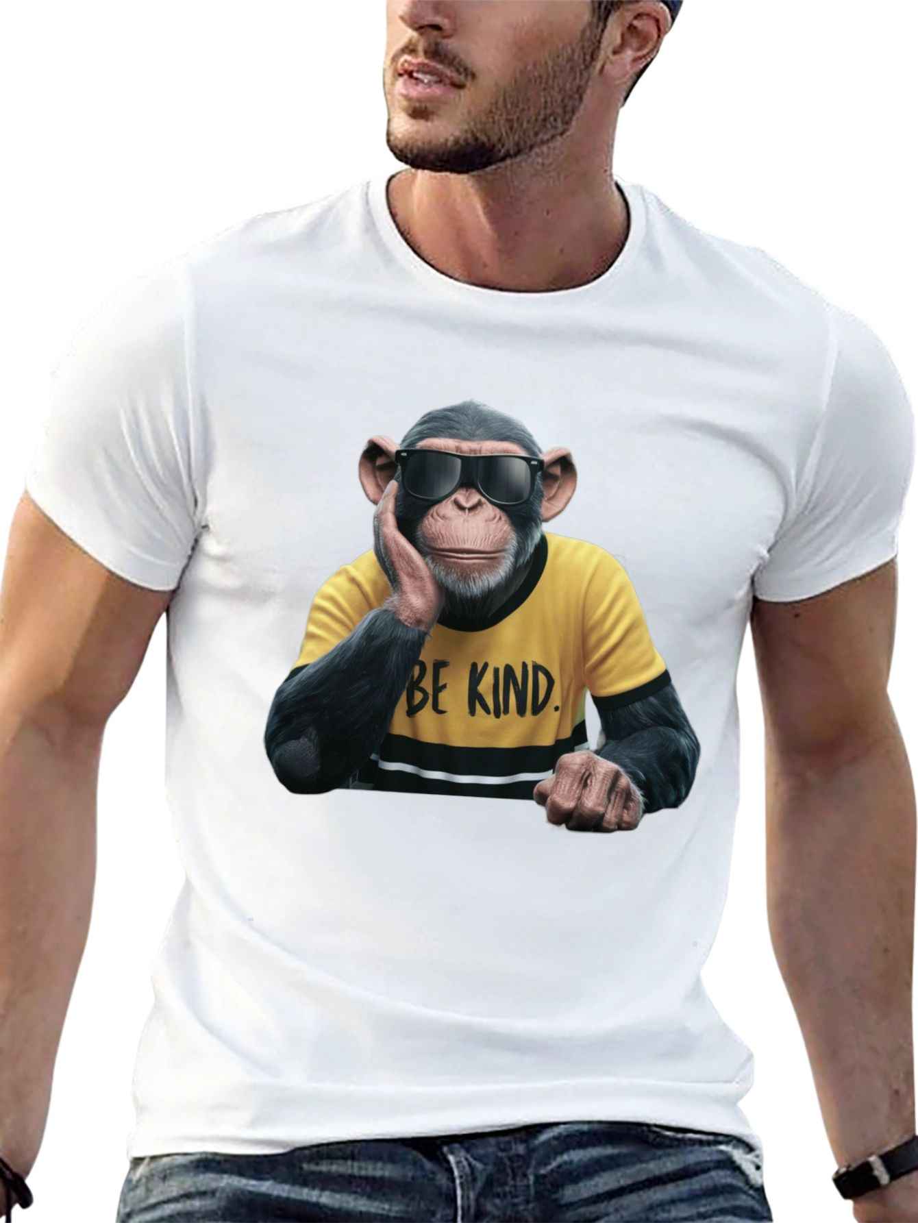Black Cool Monkey Graphic Tee - Be Kind view 13