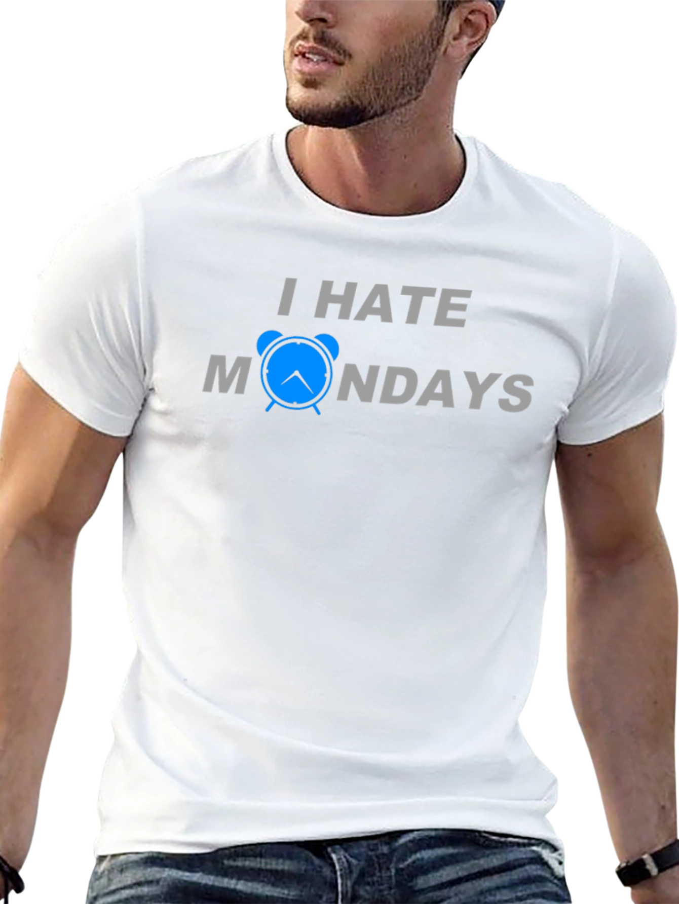 Black I Hate Mondays T-Shirt - Funny Alarm Clock Design view 13