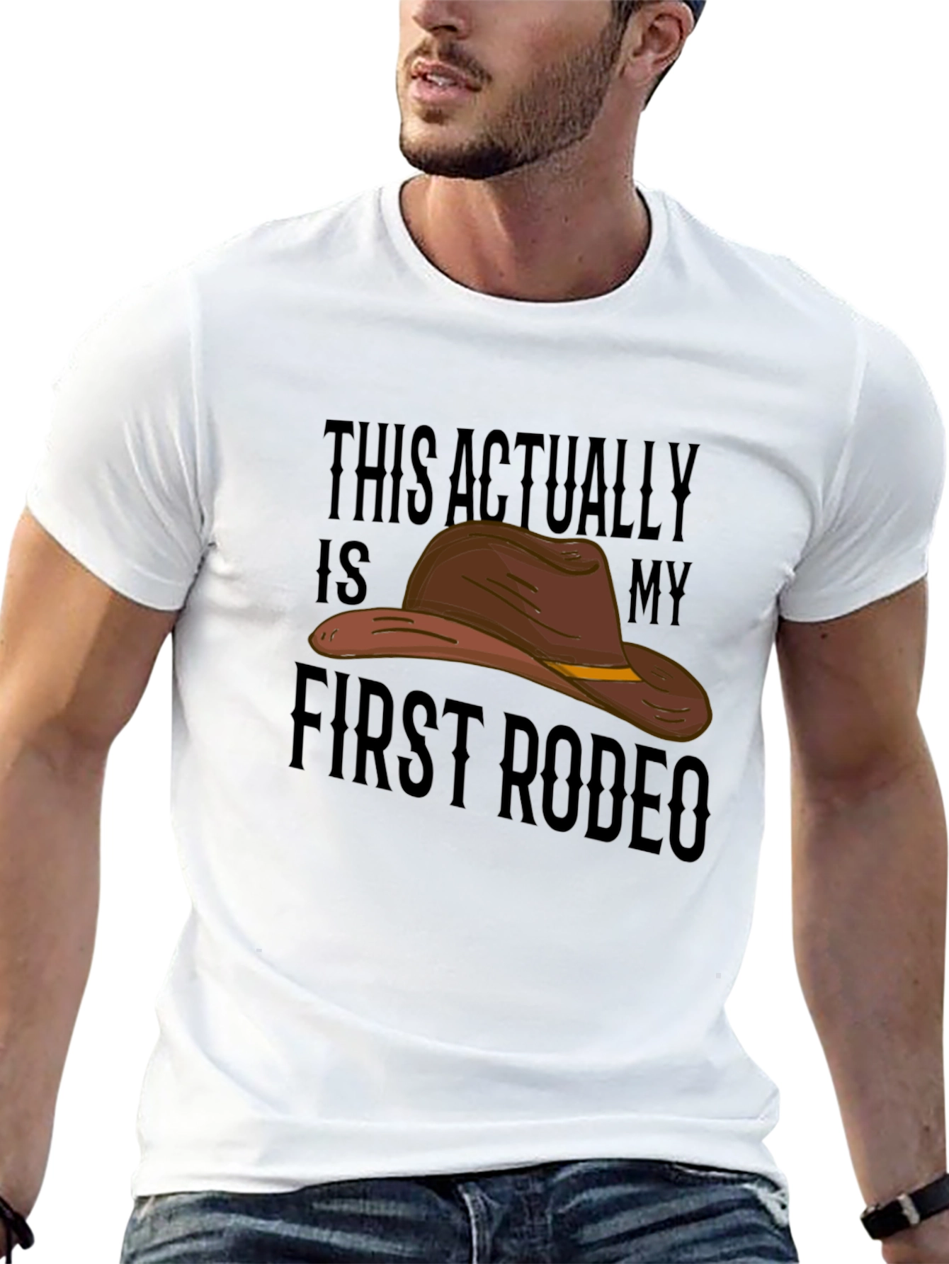 Black Funny Rodeo T-Shirt - This Actually Is My First Rodeo view 13