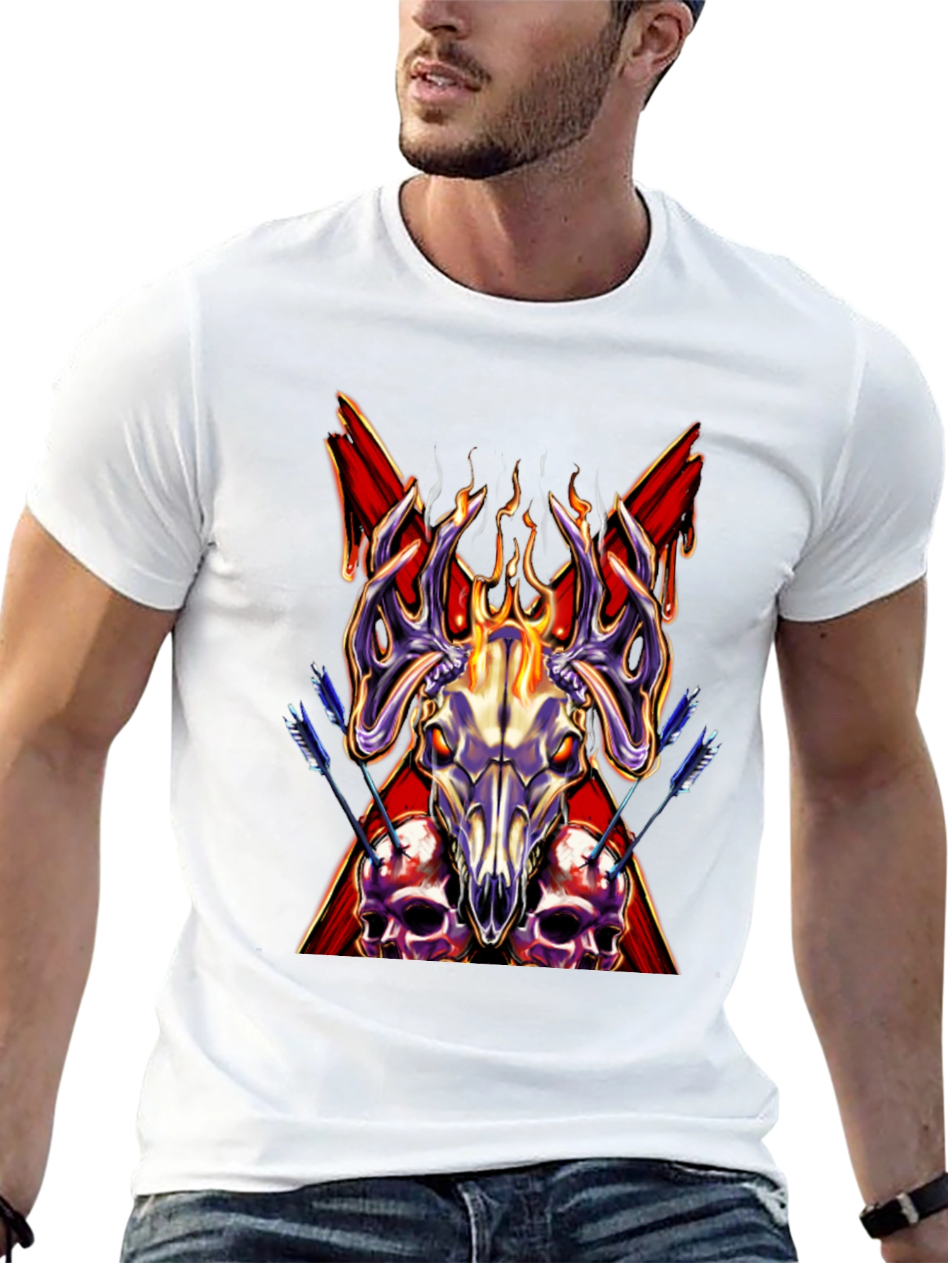 Skull & Antler Graphic Tee - Dark Aesthetic Shirt - 13