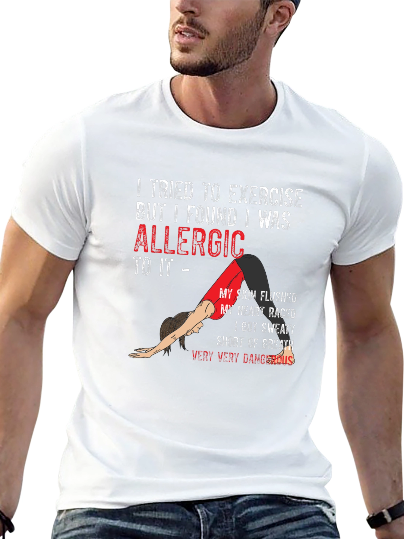Black Funny Exercise Allergy T-Shirt view 13