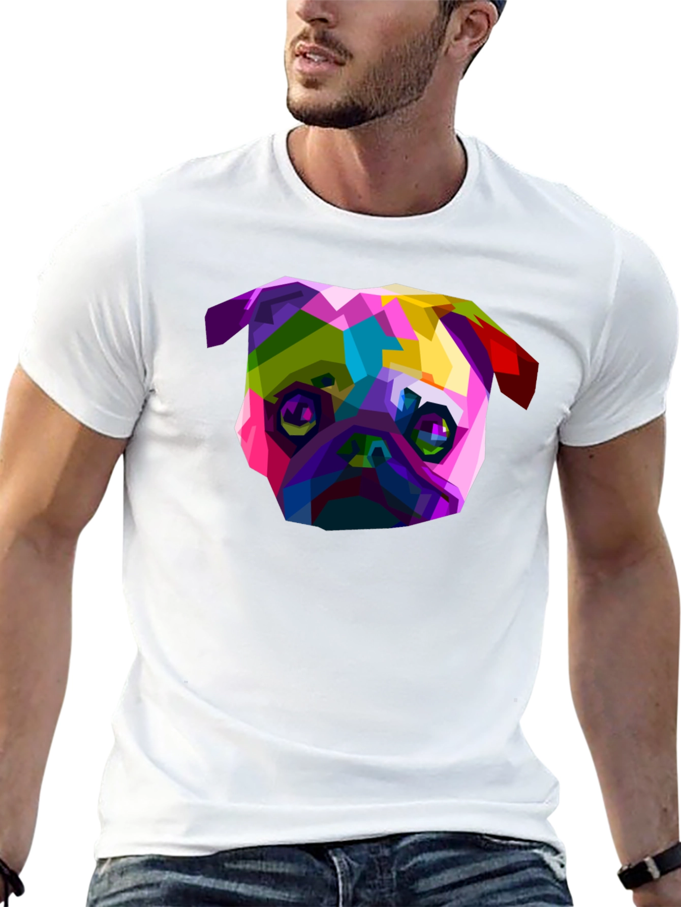 Black Geometric Pug Graphic Tee - Bold Style view 13