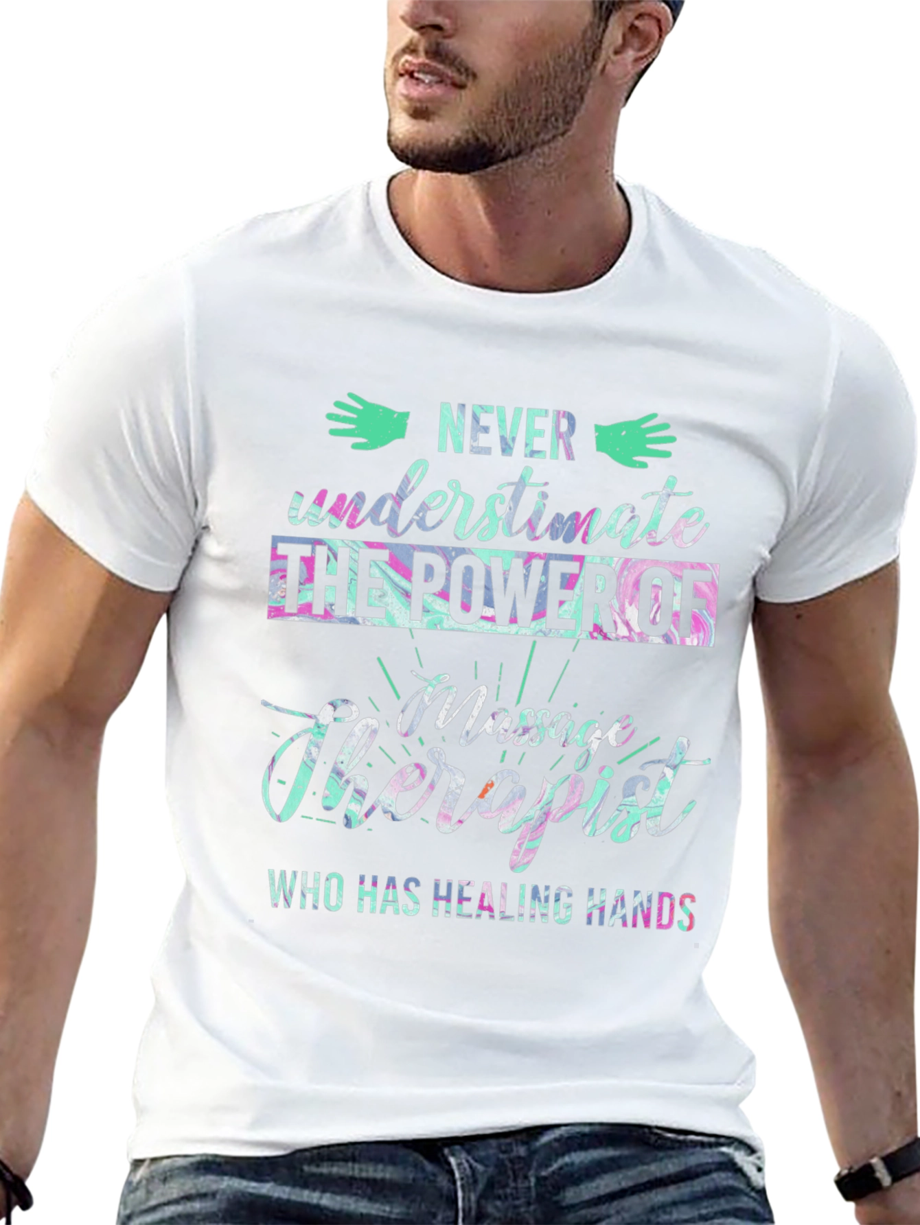 Massage Therapist Healing Hands Graphic T-Shirt - 13