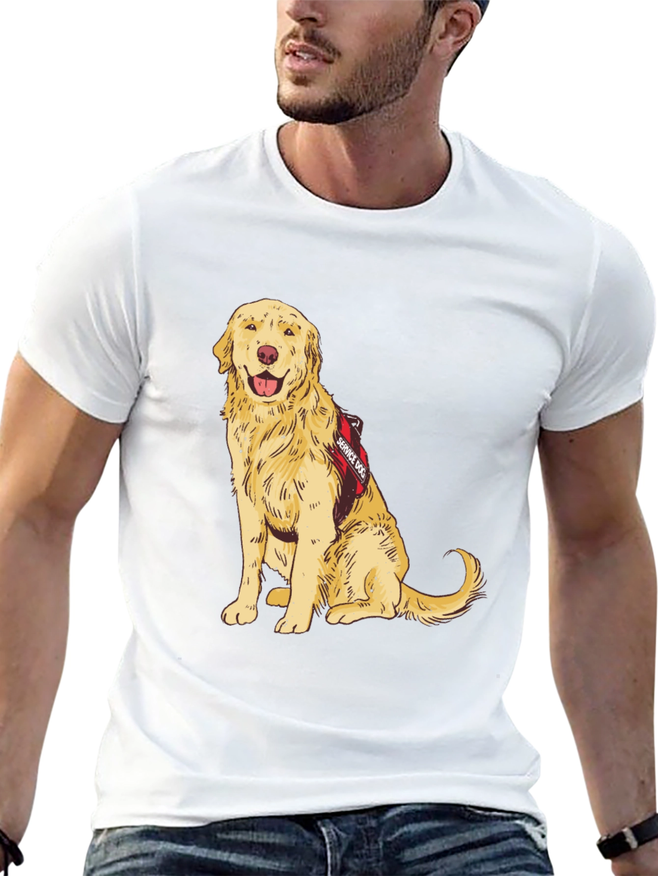 Service Dog Golden Retriever Graphic T-Shirt - 13