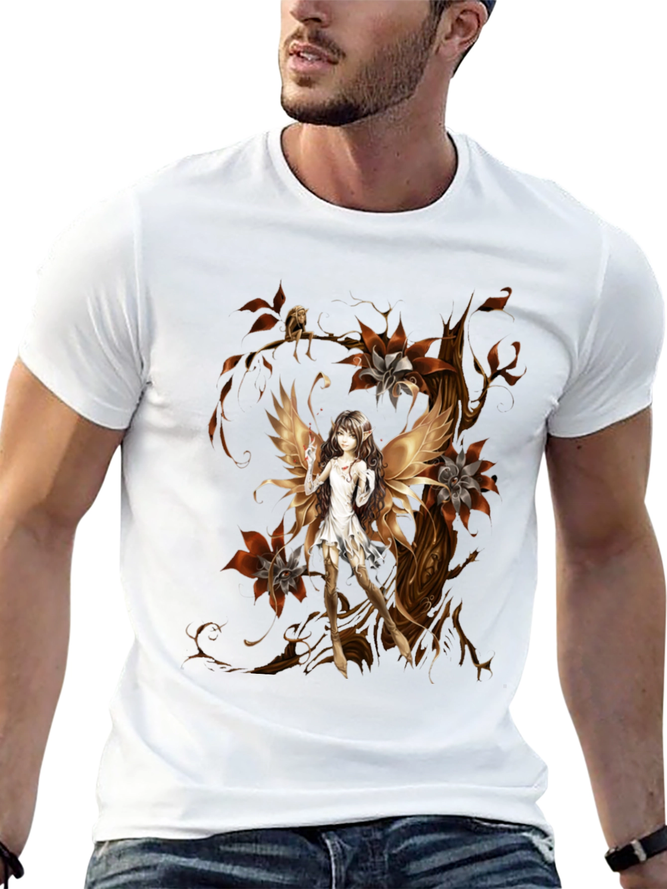 Black Fairy Art T-Shirt - Unique Graphic Tee view 13