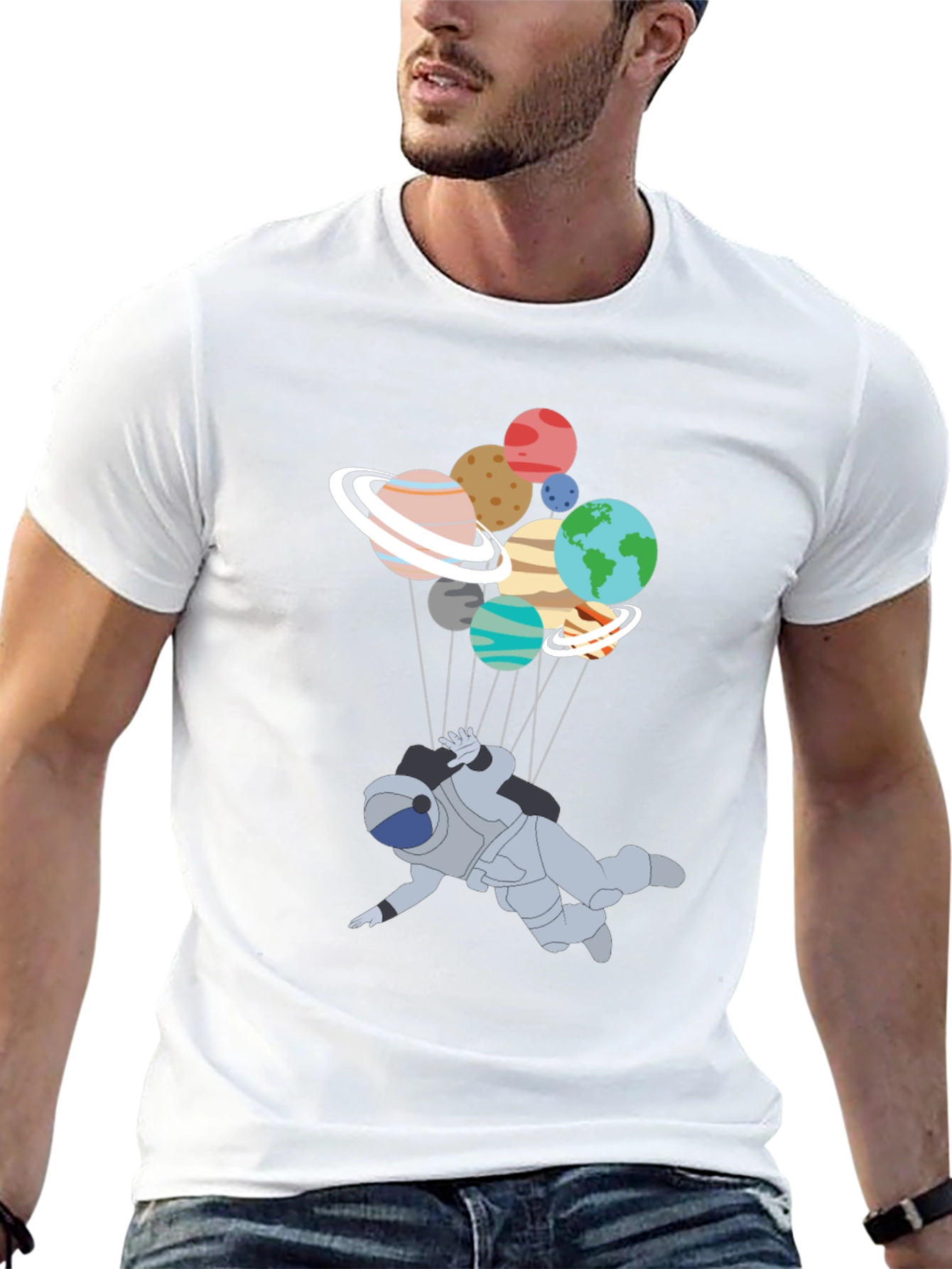Black Astronaut Planet T-Shirt - Unique Graphic Tee view 13