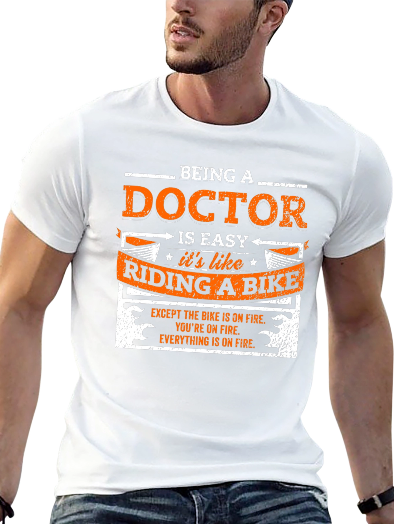 Black Funny Doctor Riding a Bike T-Shirt view 13