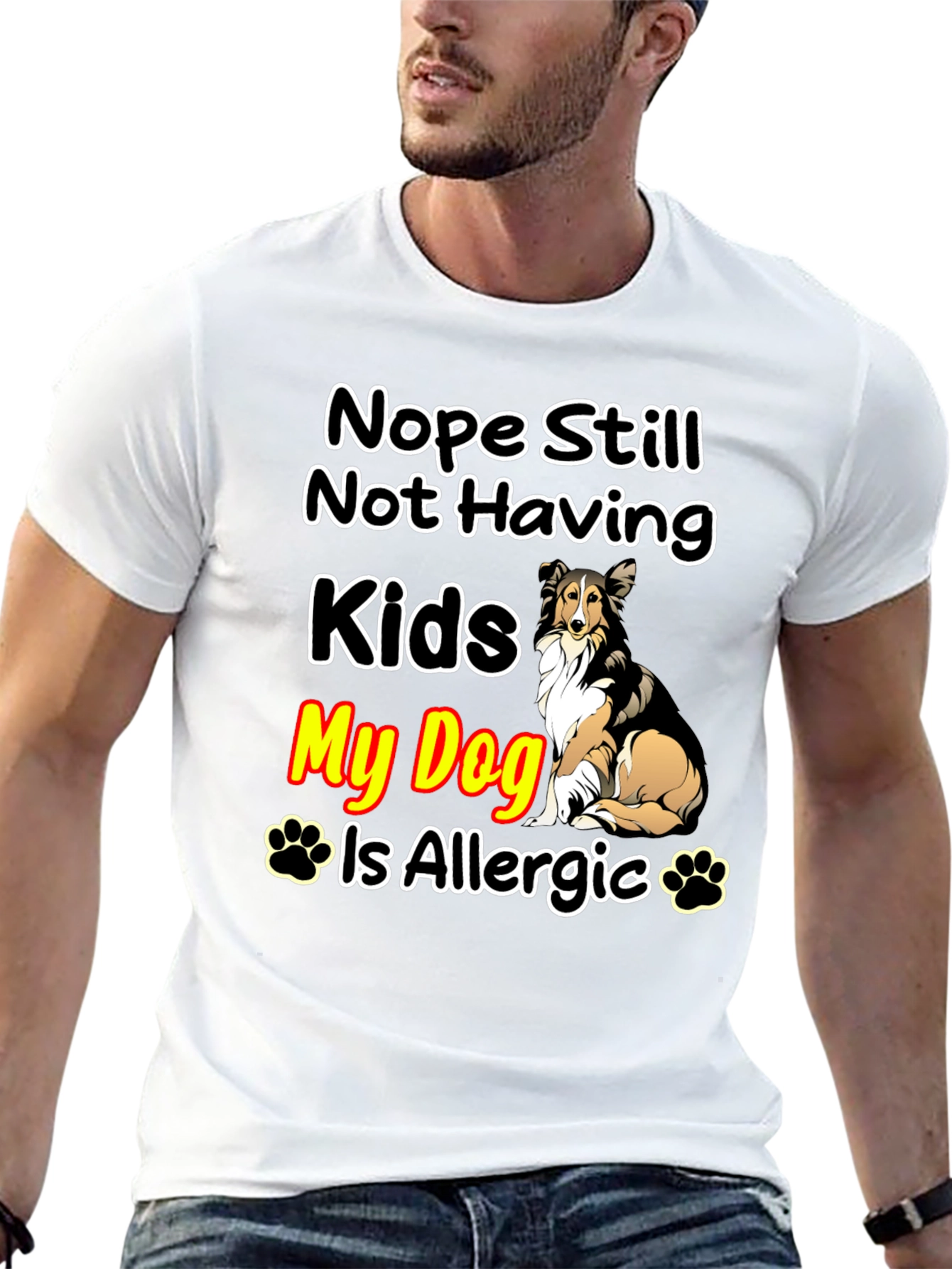 Black Nope Still Not Having Kids, My Dog Is Allergic T-Shirt view 13
