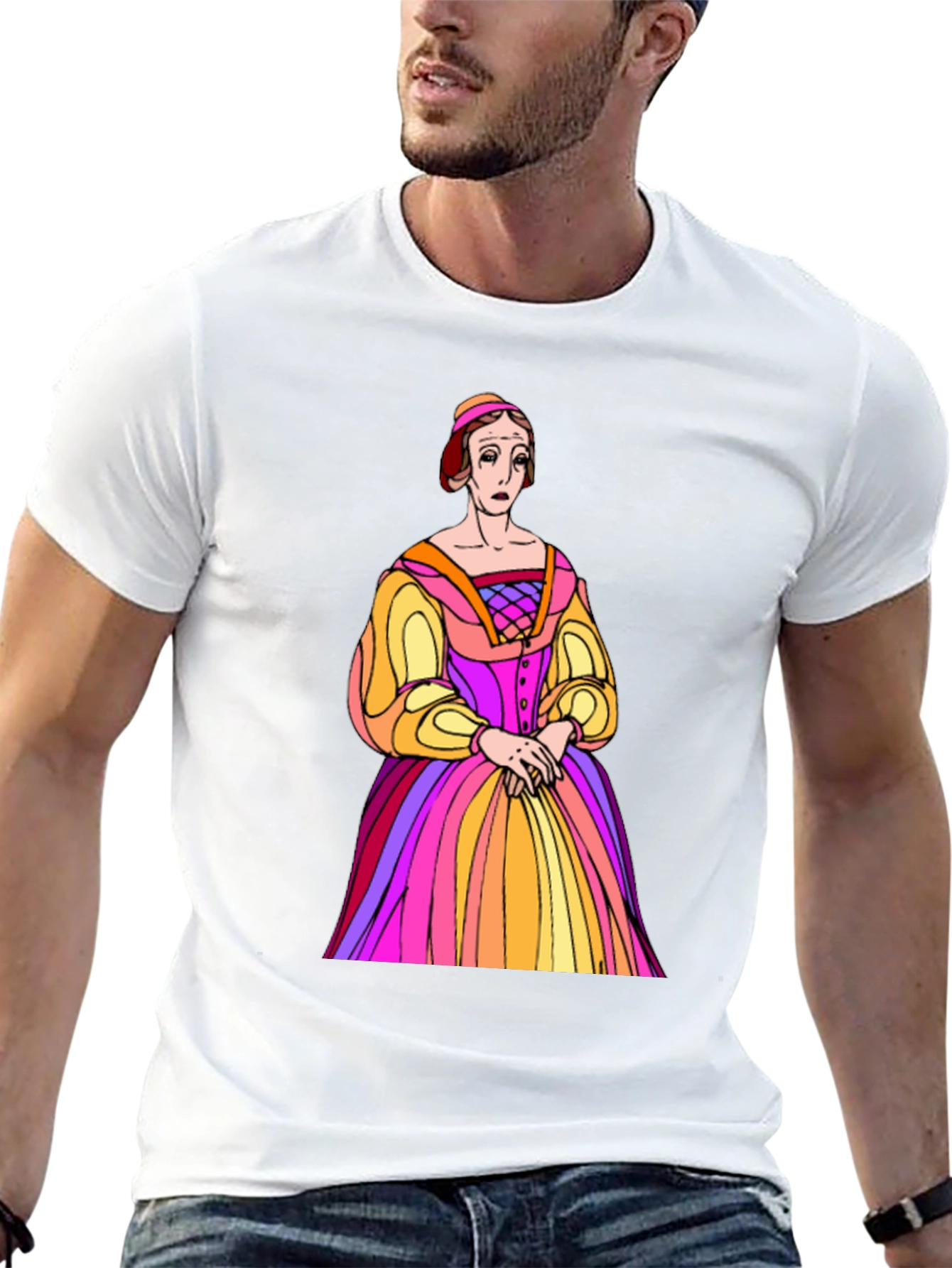 Black Renaissance Portrait T-Shirt - Unique Art Tee view 13