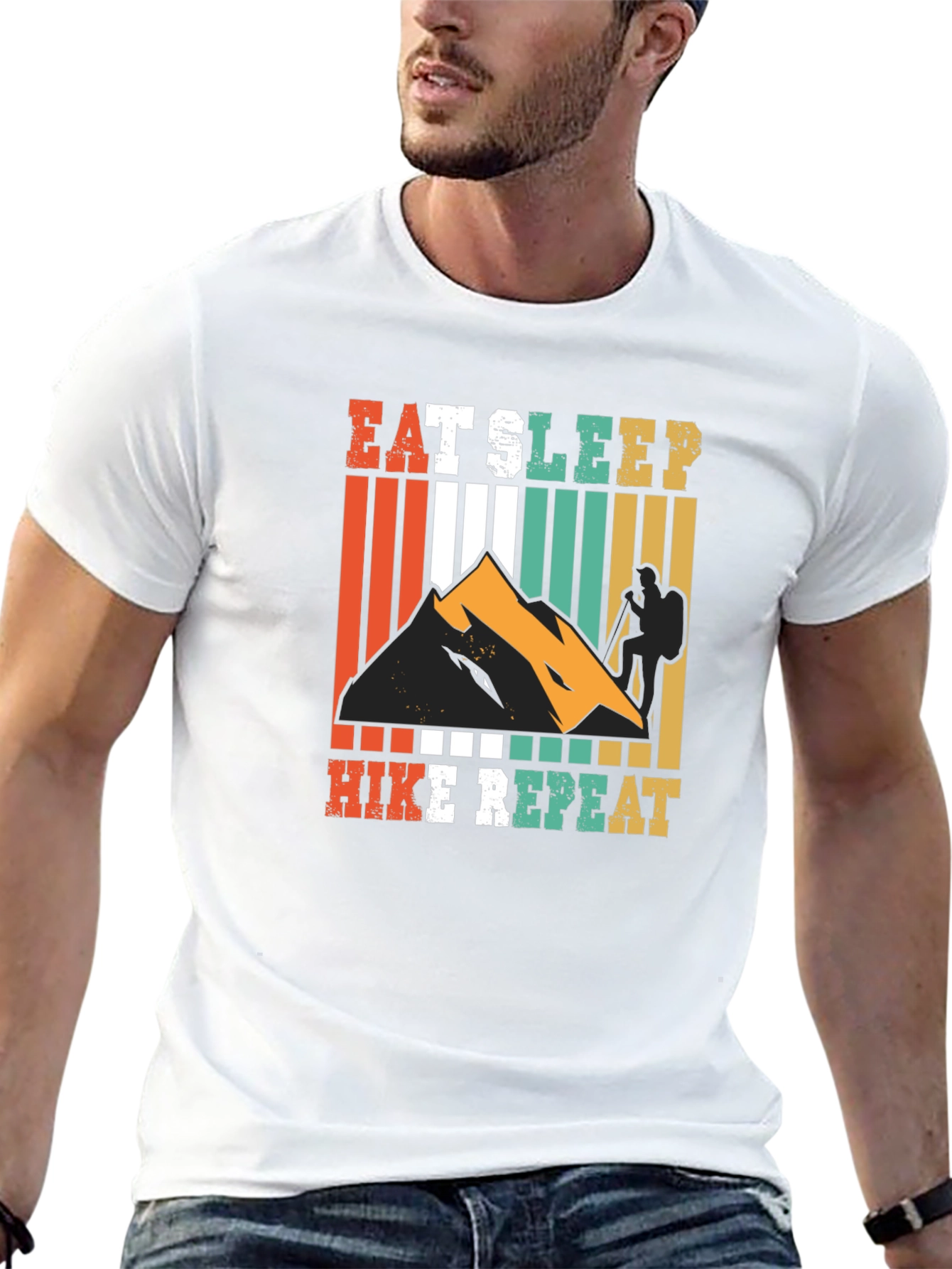 Black Eat Sleep Hike Repeat Graphic Tee view 13