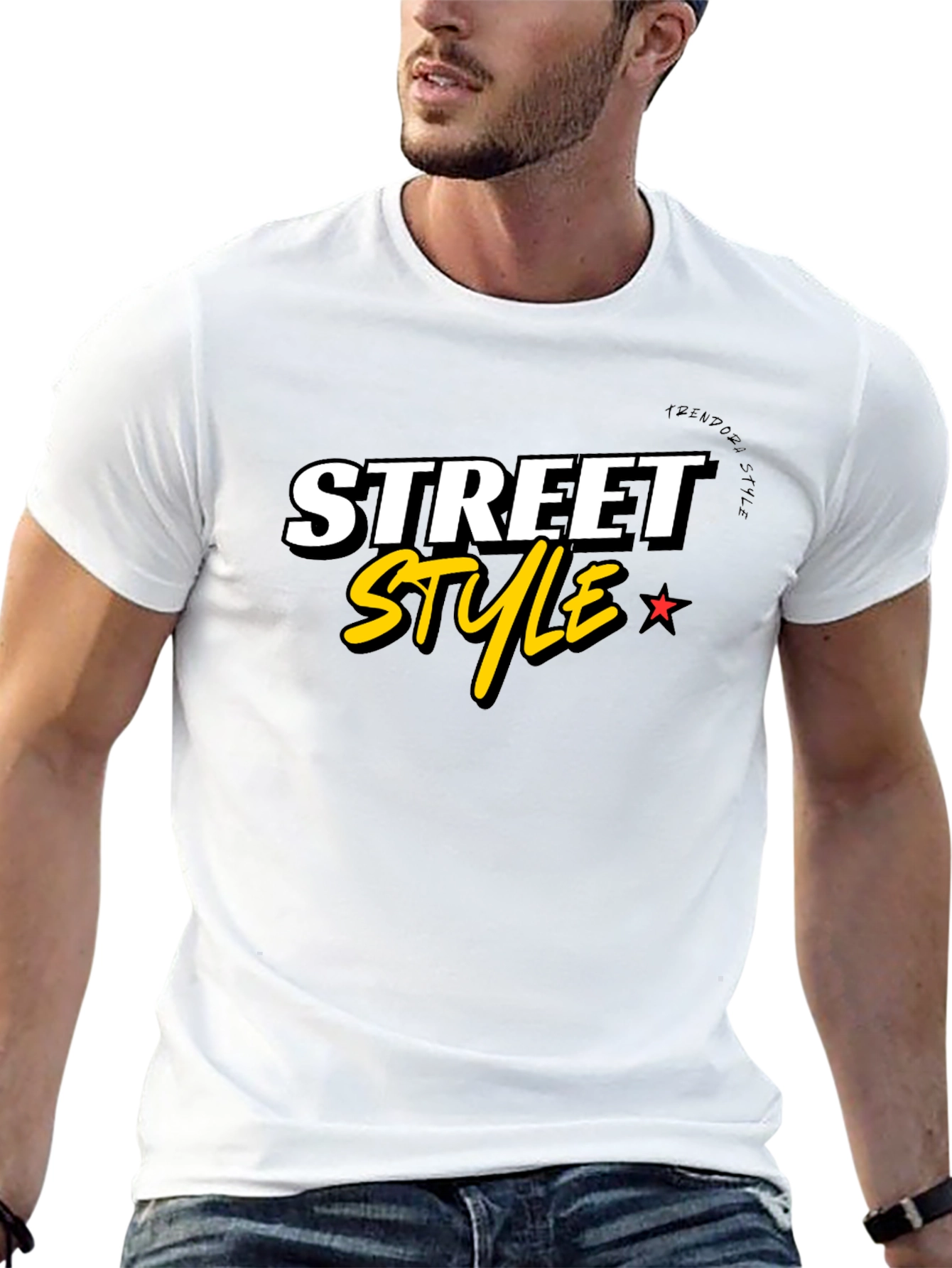 Black Street Style Graphic Tee - Black Cotton Blend view 13