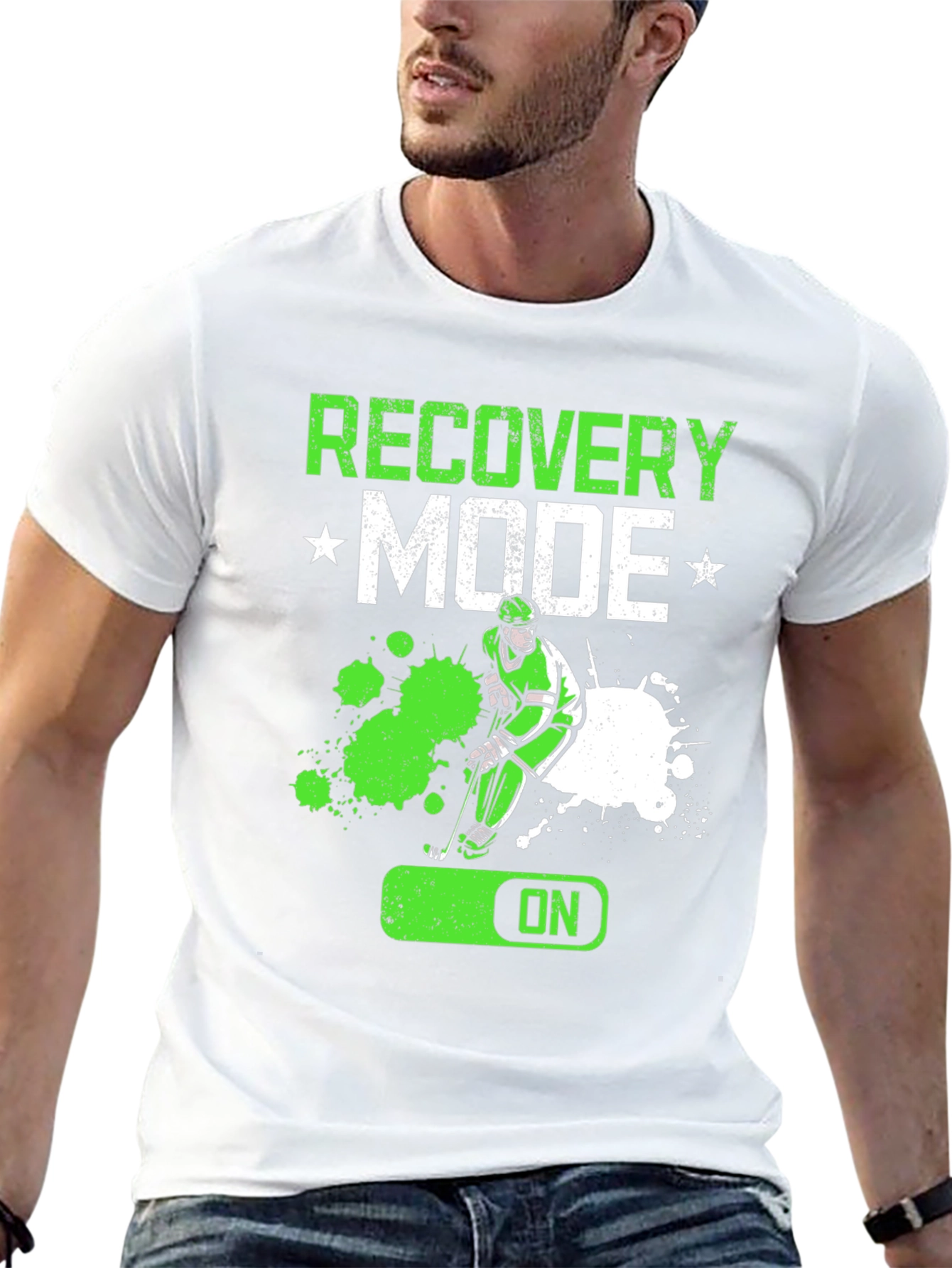 Black Recovery Mode Hockey Player T-Shirt view 13