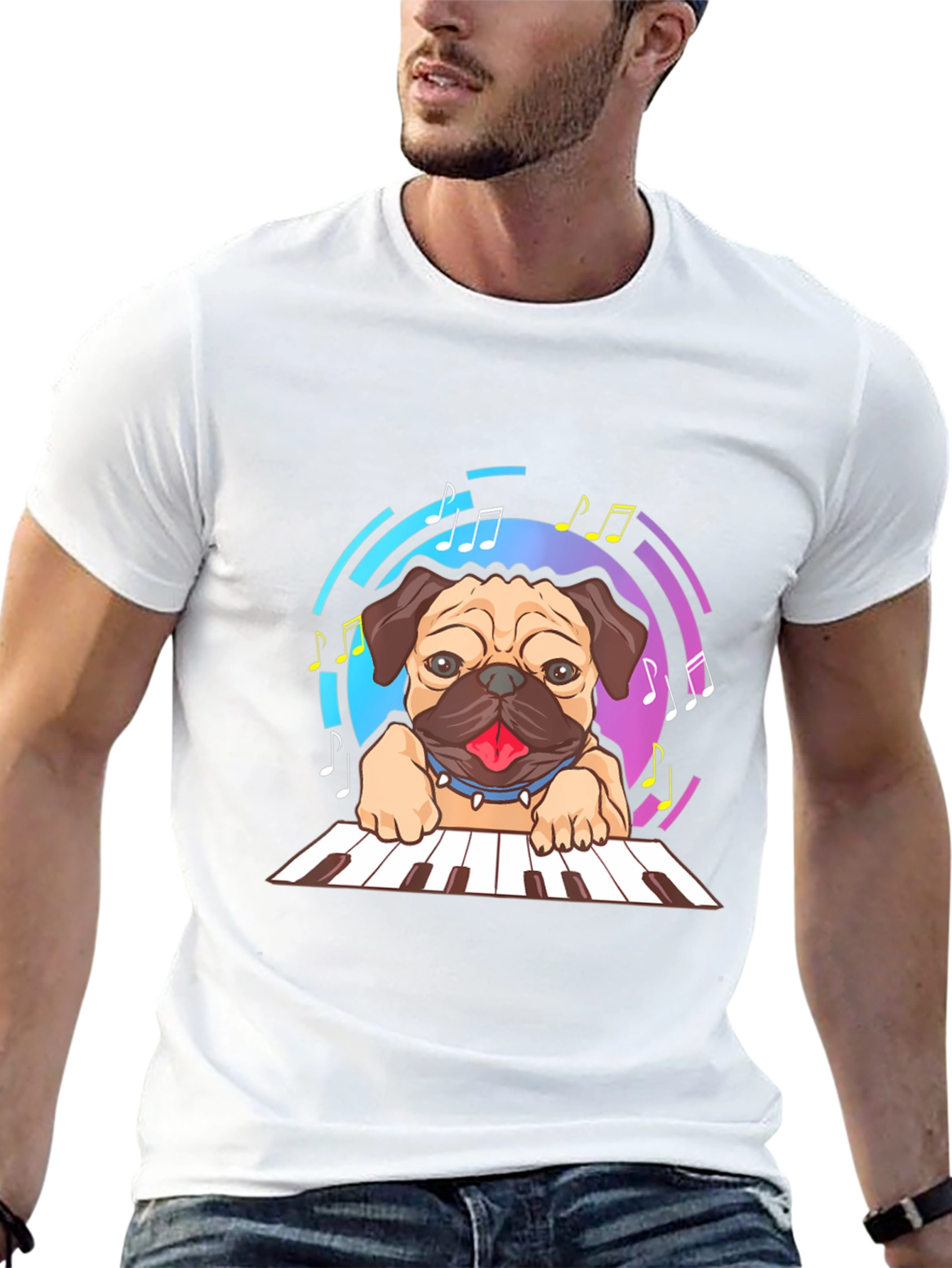 Black Pug Pianist Graphic Tee view 13