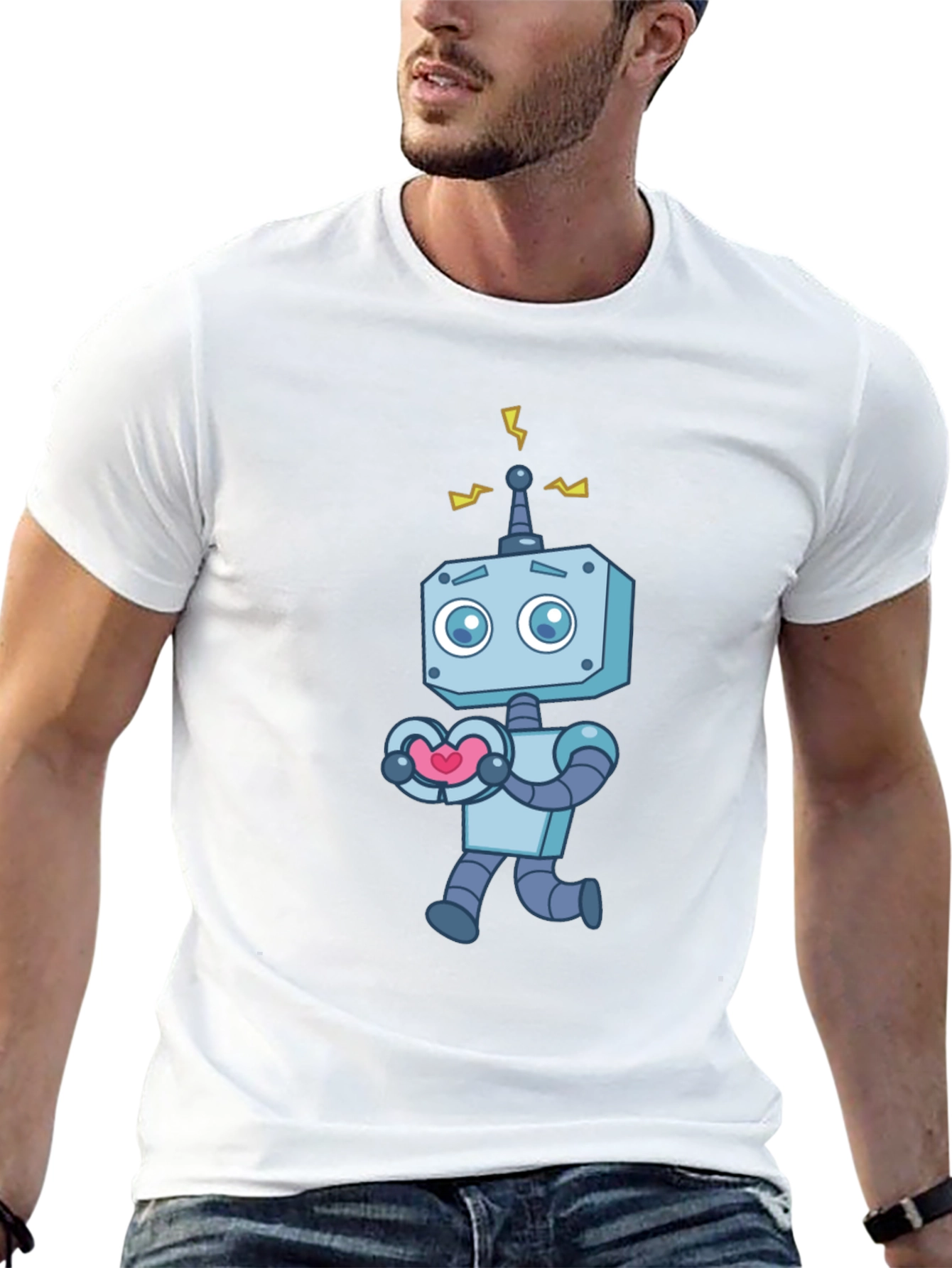 Black Robot Heart T-Shirt - Quirky Graphic Tee view 13
