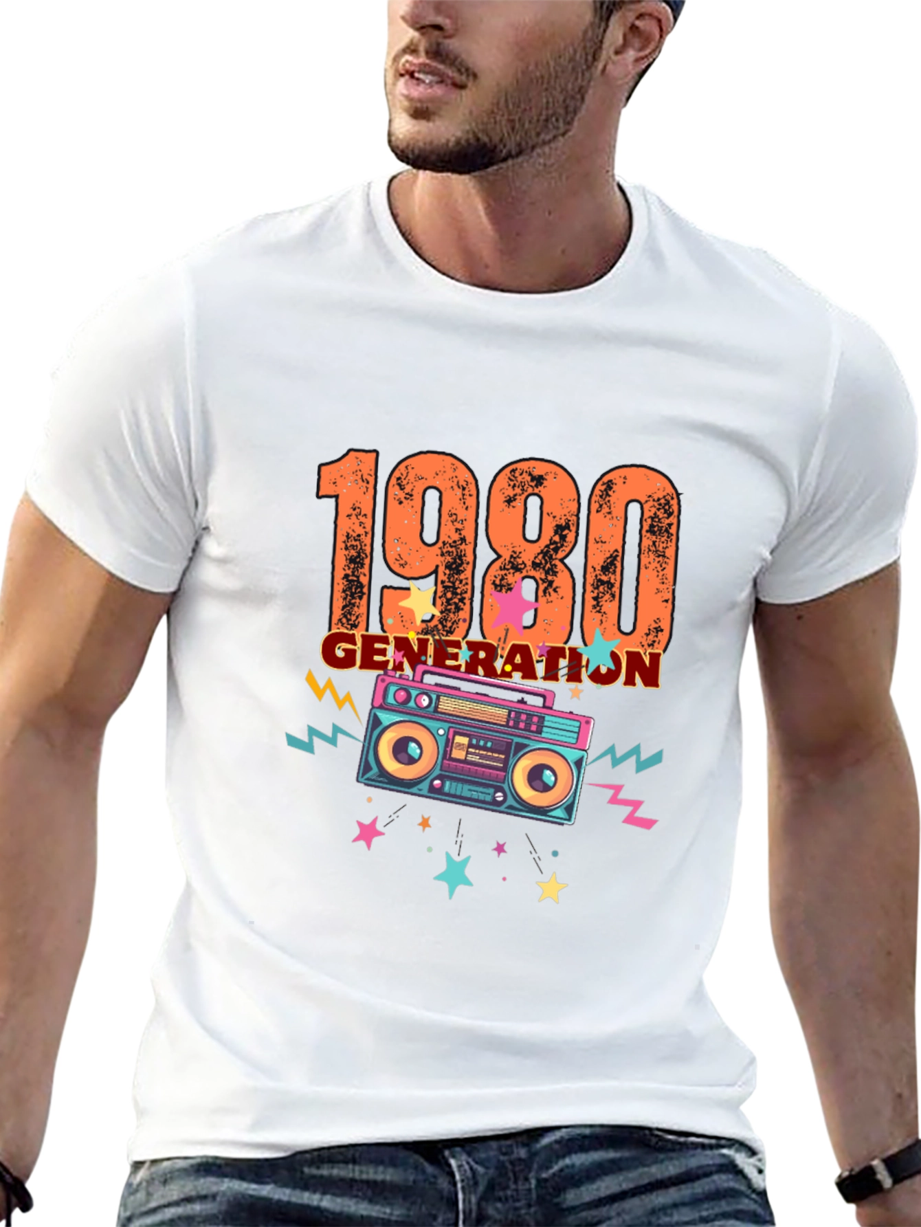Black Retro 1980s Generation Boombox Graphic T-Shirt view 13