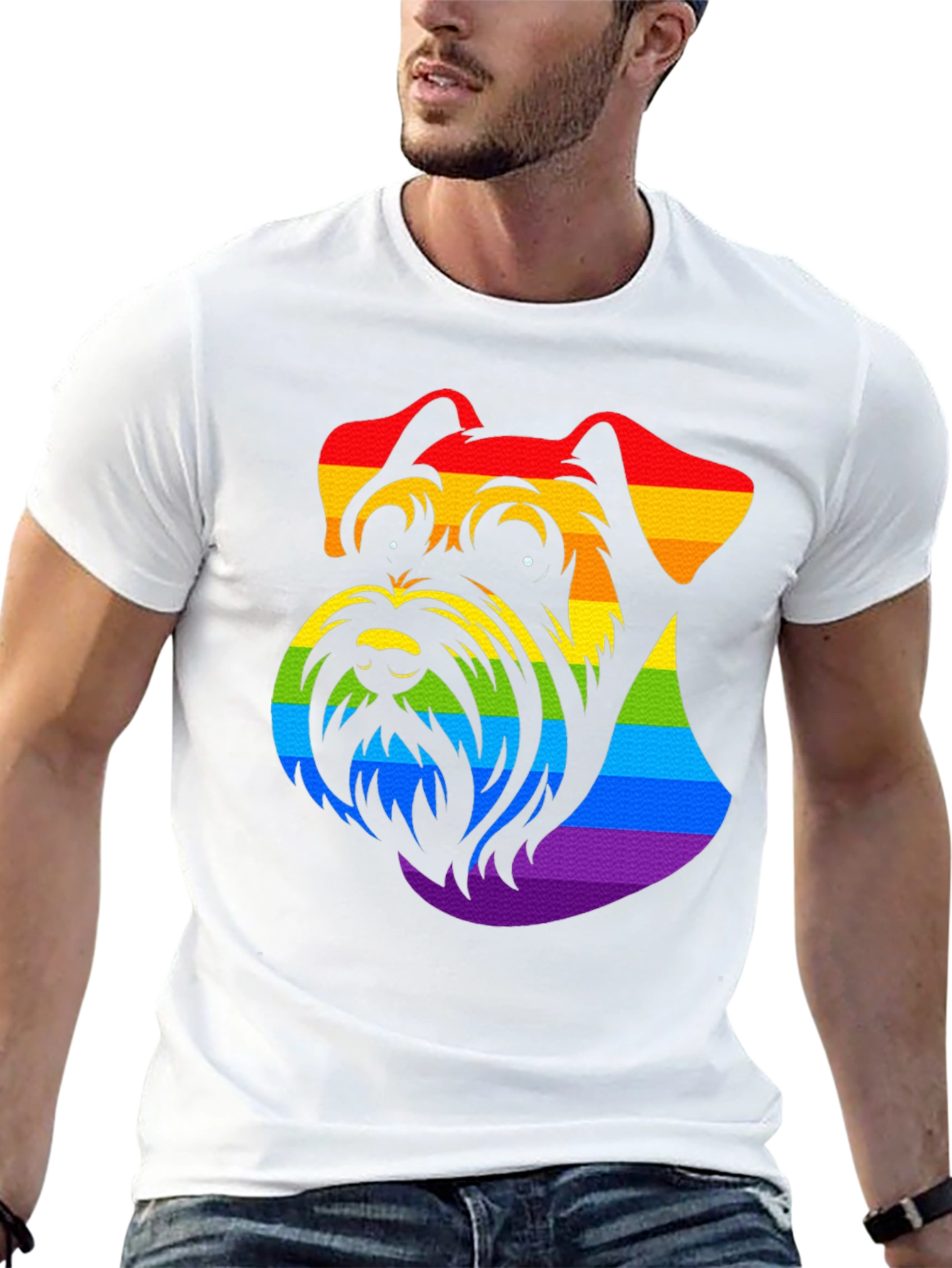 Black Rainbow Schnauzer Graphic Tee - Black Cotton view 13