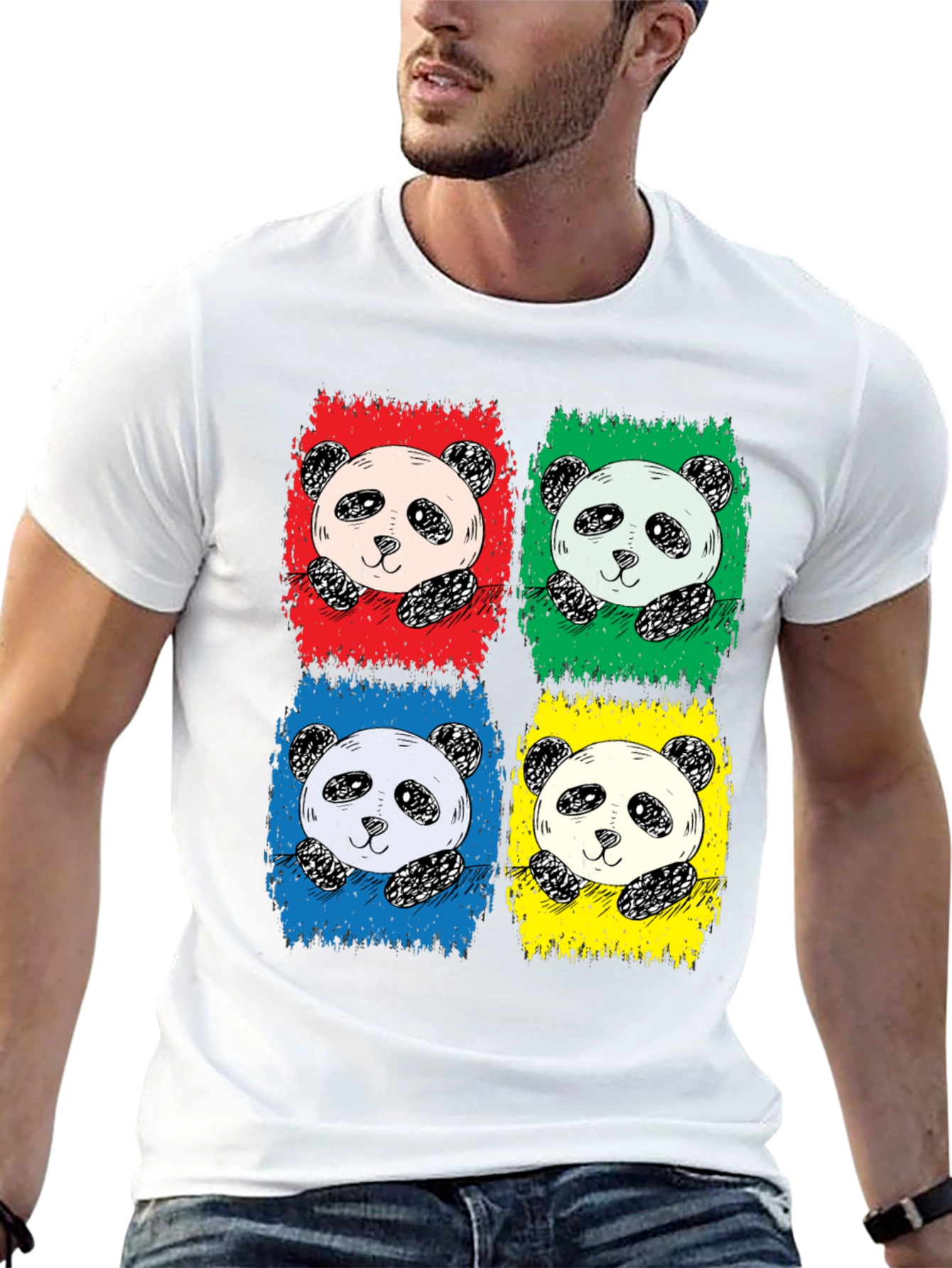 Black Pop Art Panda Graphic Tee - Unisex view 13