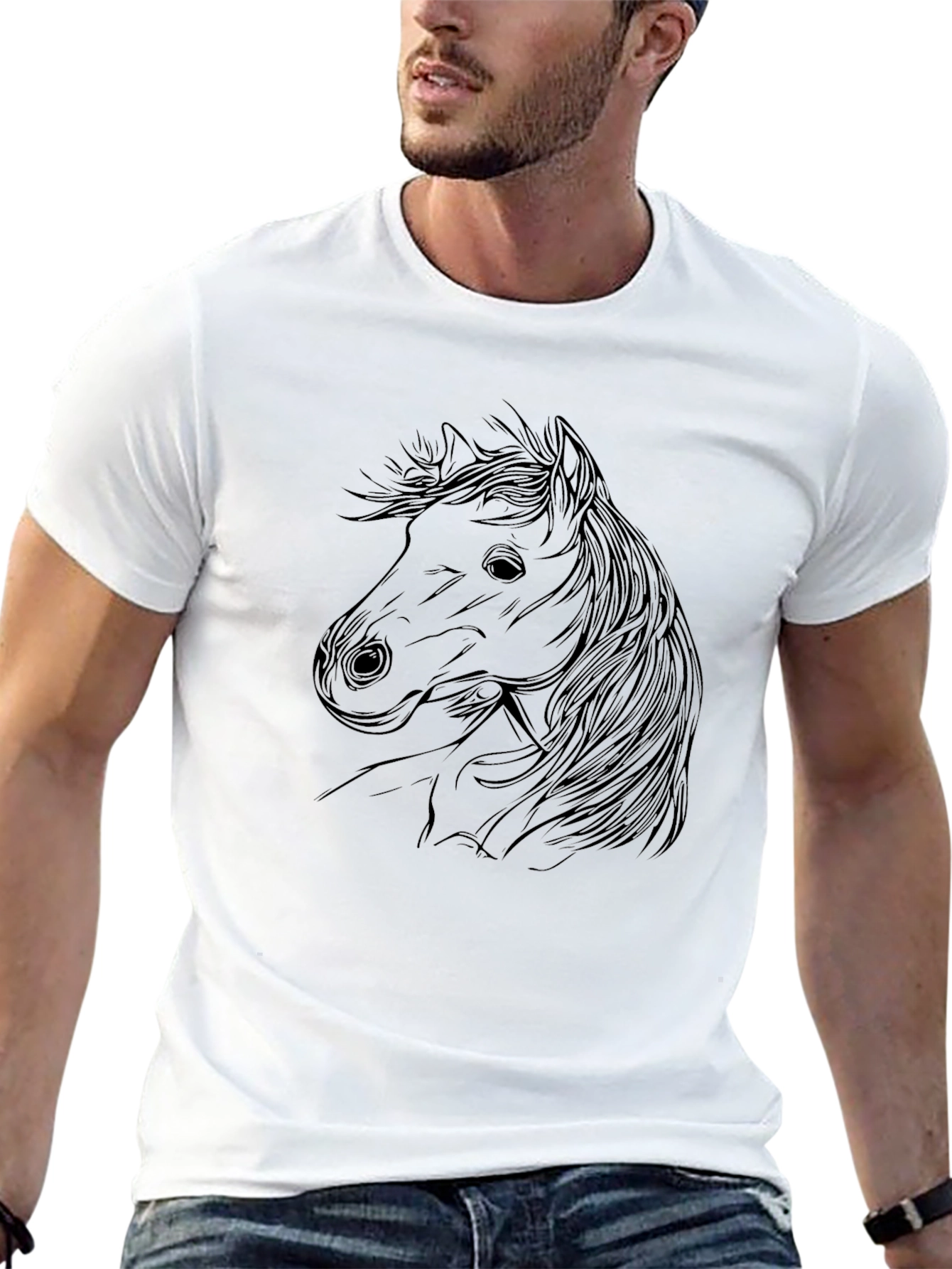 Black Horse Outline Graphic Print Tee view 13