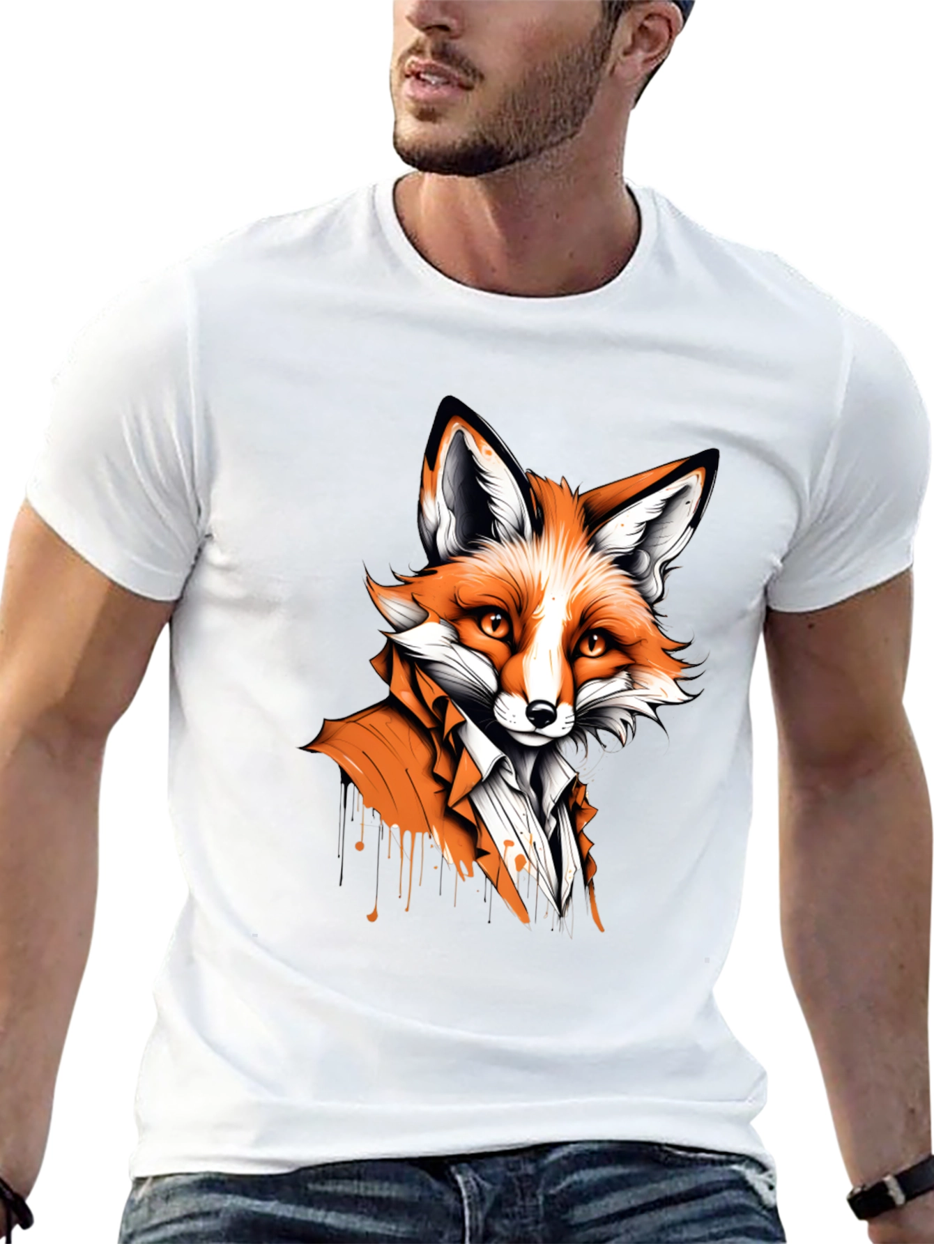 Black Fox in Suit Graphic Tee - Unique Animal Design view 13